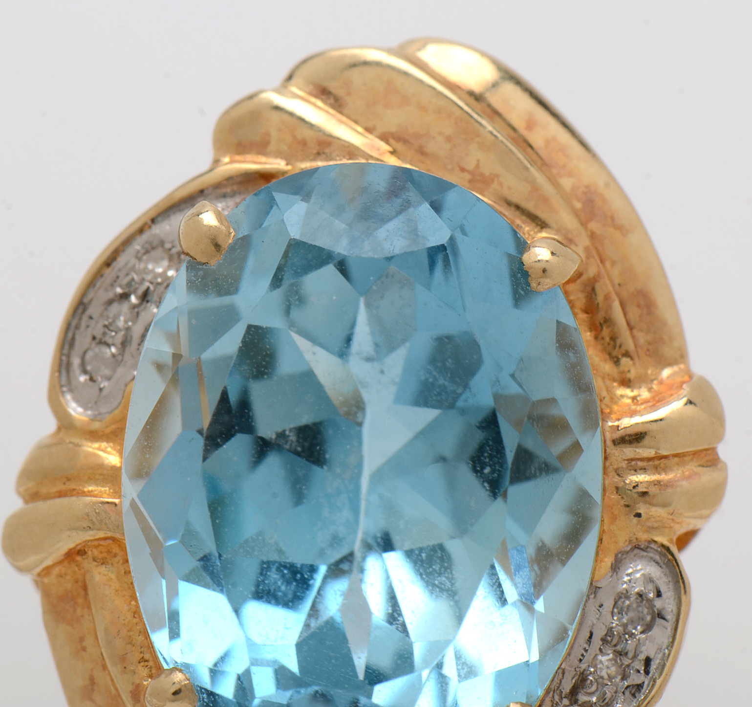 14K Yellow Gold 25.12 CTW Blue Topaz Diamond Clip-On Earrings