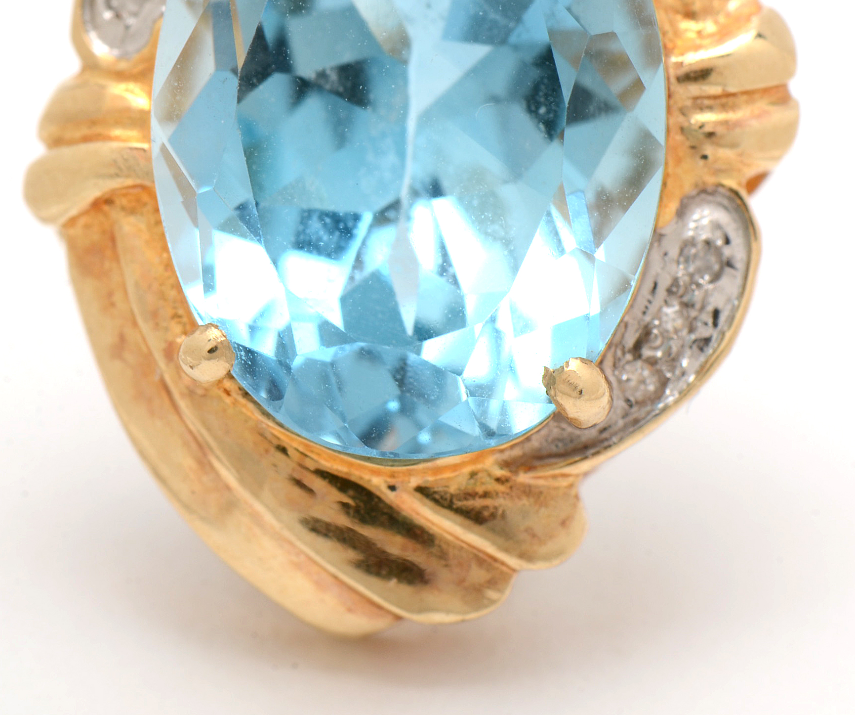 14K Yellow Gold 25.12 CTW Blue Topaz Diamond Clip-On Earrings