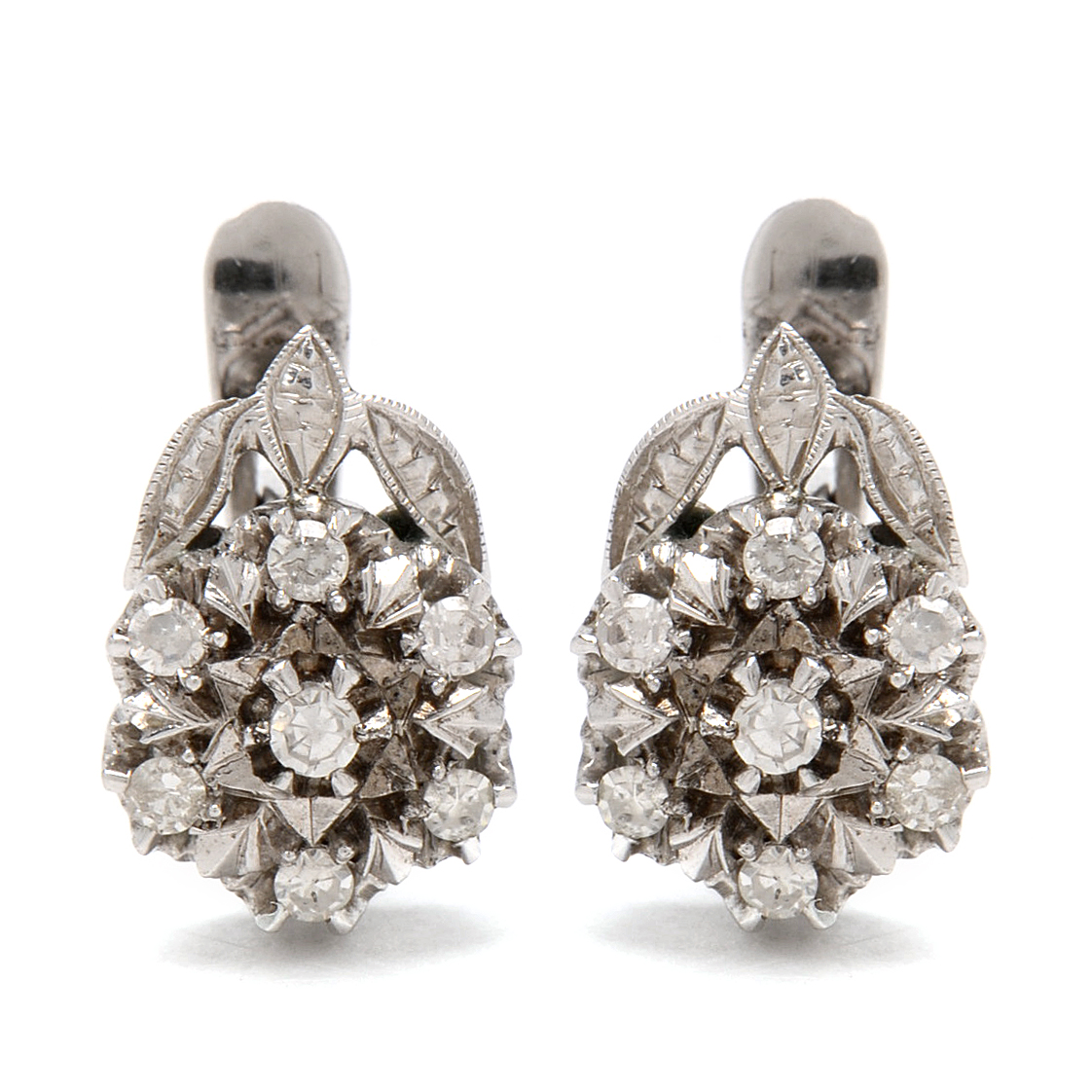 Vintage 10K White Gold Diamond Earrings