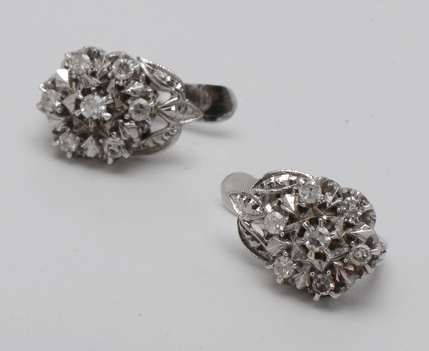 Vintage 10K White Gold Diamond Earrings