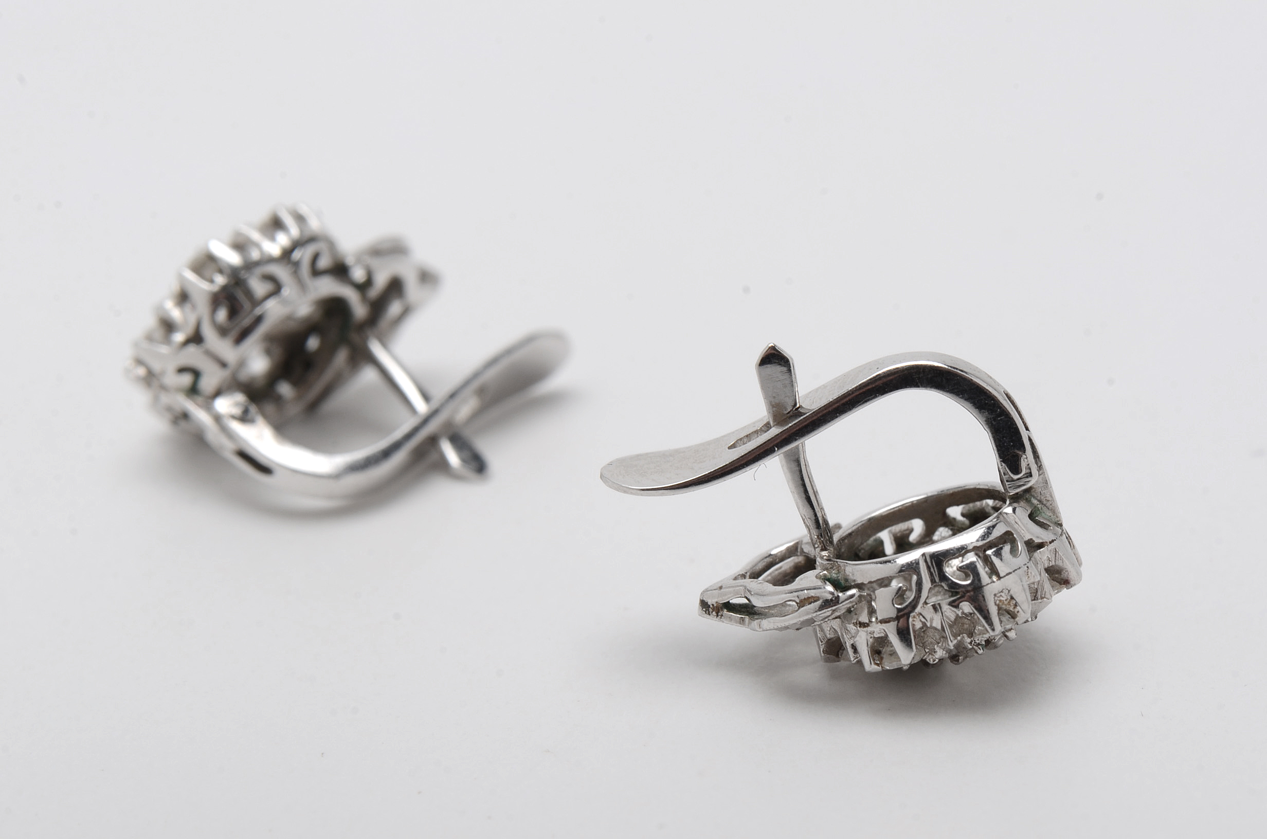 Vintage 10K White Gold Diamond Earrings