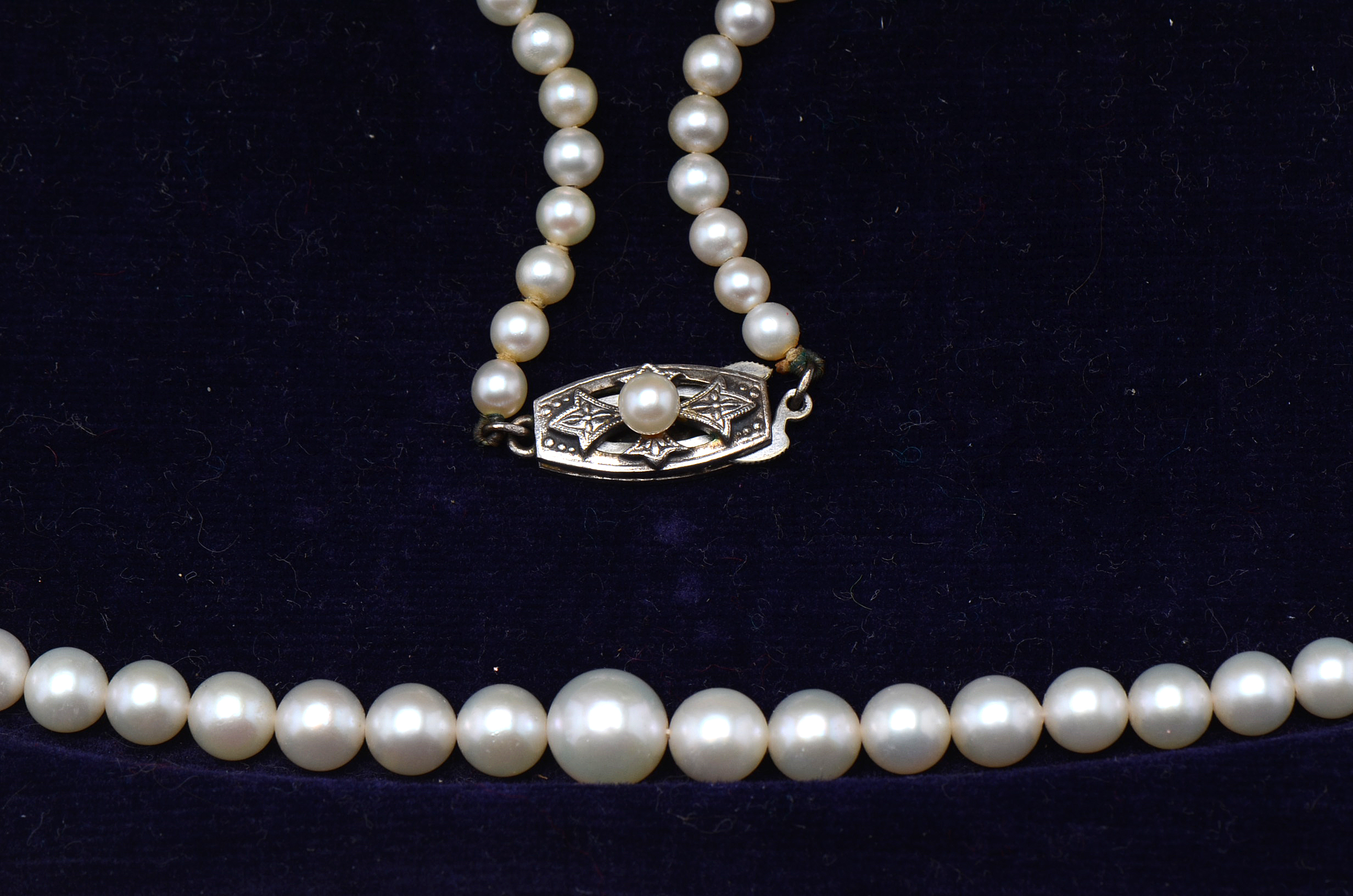 Vintage Mikimoto Sterling Silver and Cultured Pearl Necklace