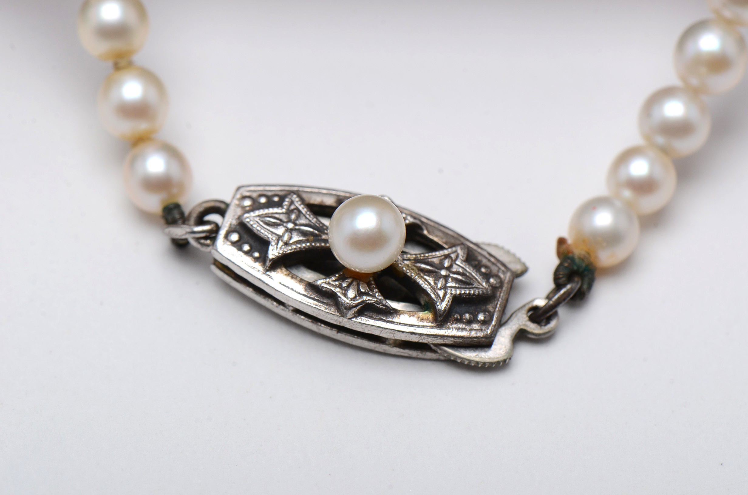 Vintage Mikimoto Sterling Silver and Cultured Pearl Necklace