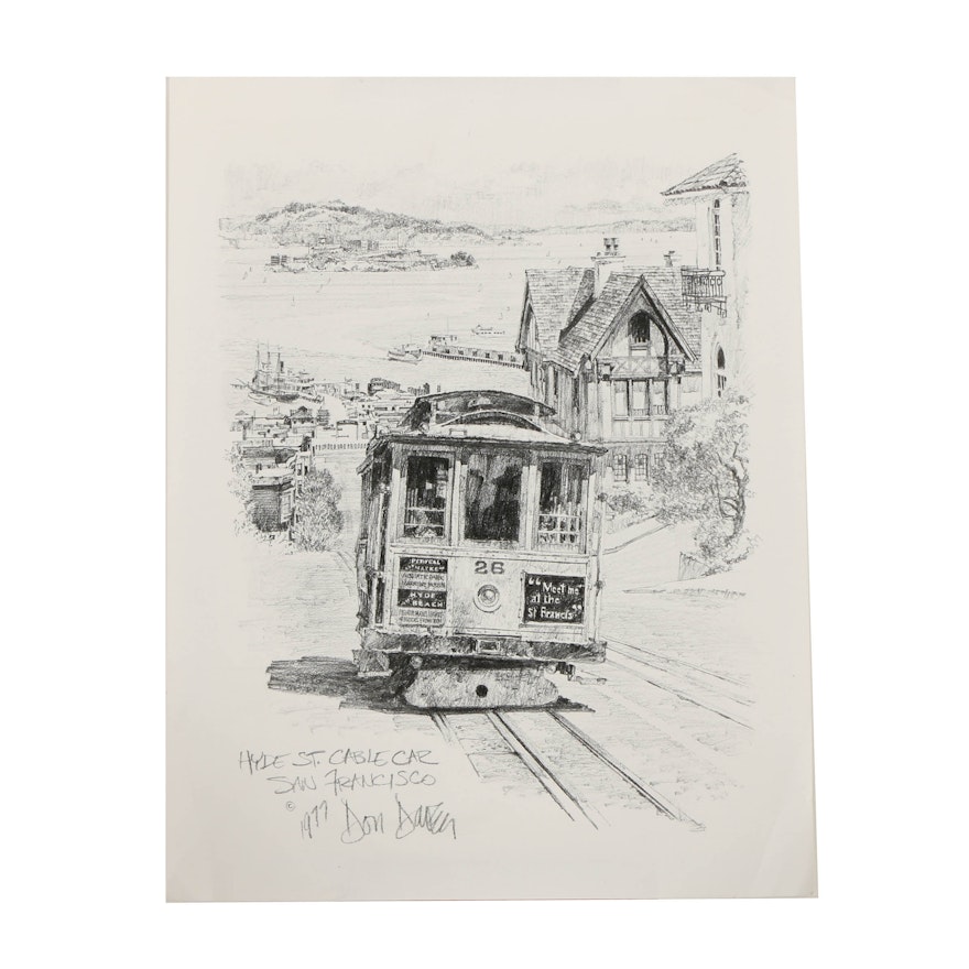 Halftone Print on Paper After Don Davey "Hyde St. Cable Car"