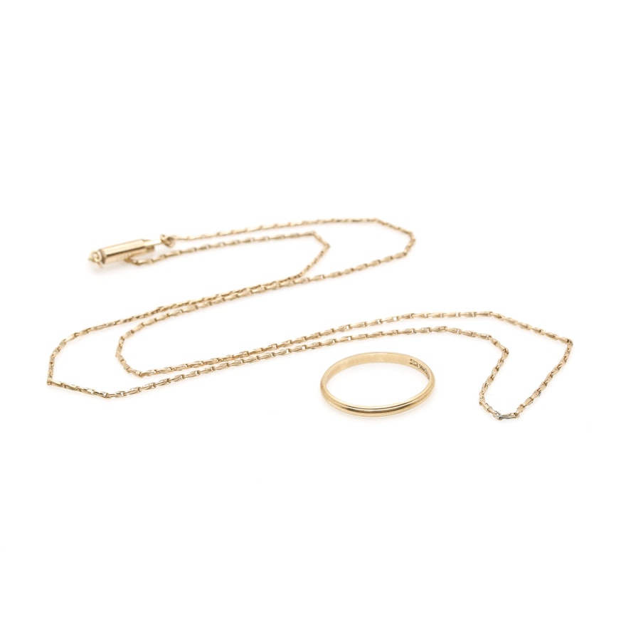 14K Yellow Gold Necklace and Ring Band