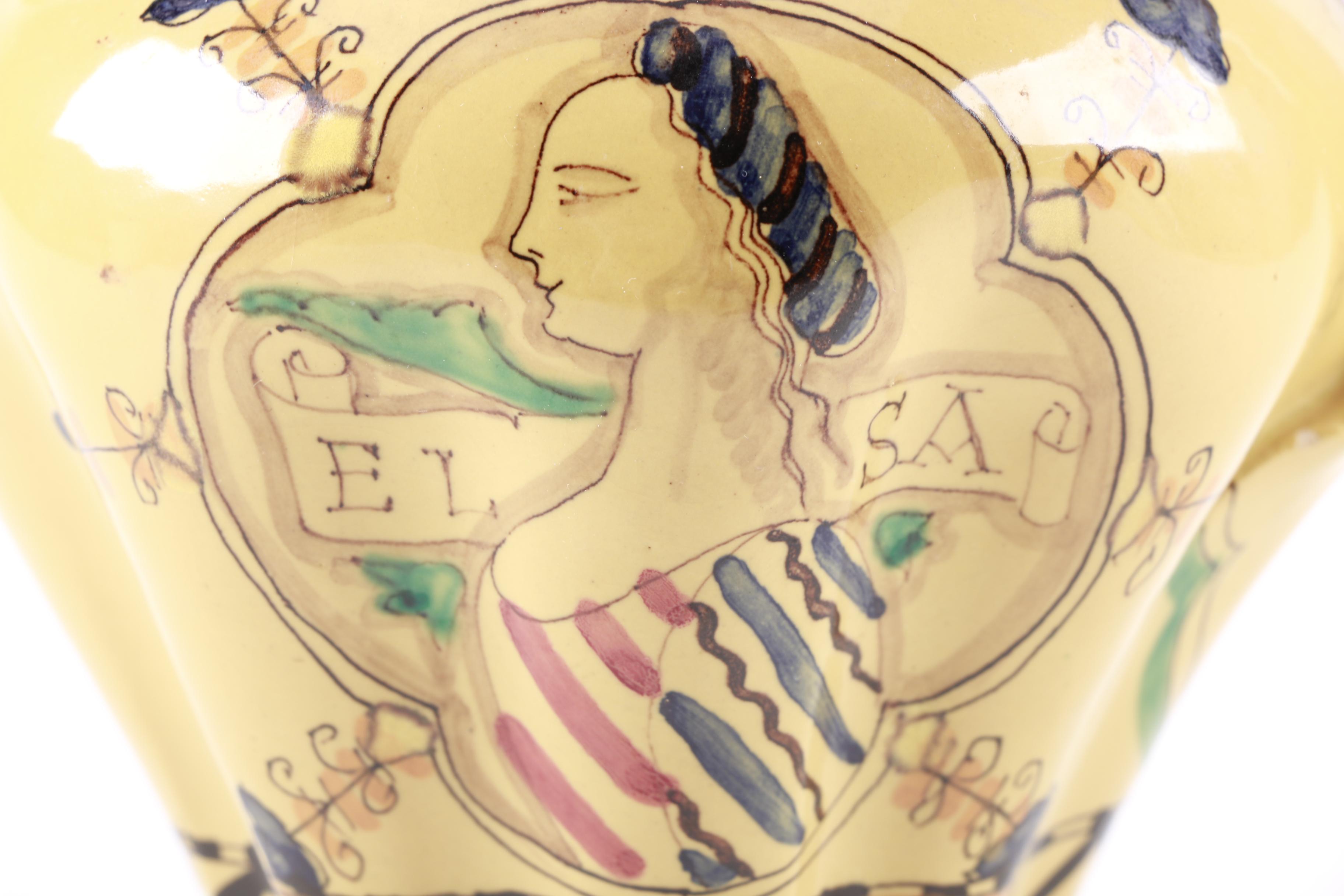 Vintage Ciaurro Orvieto Hand Painted Italian Faience Pitcher