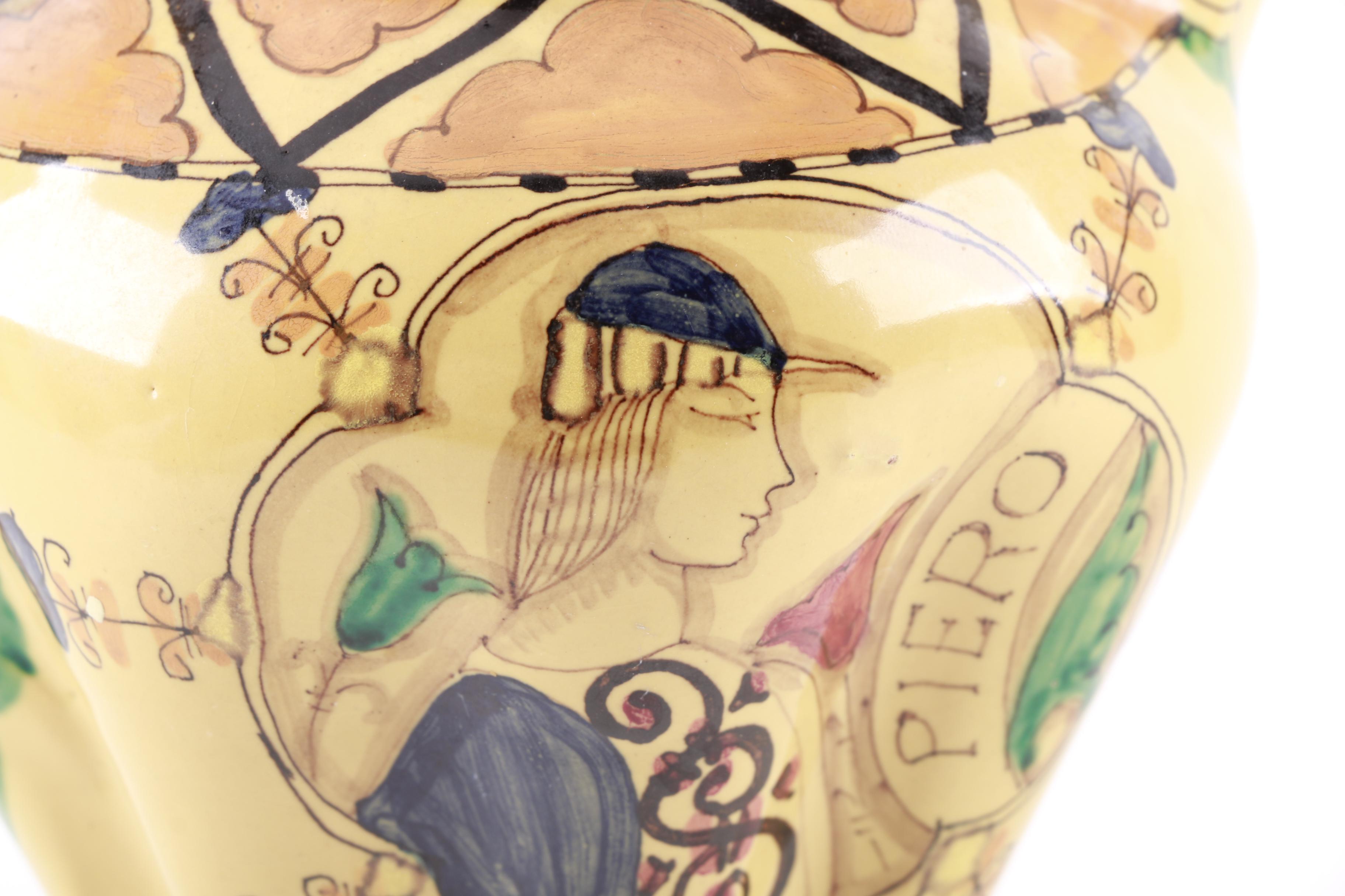 Vintage Ciaurro Orvieto Hand Painted Italian Faience Pitcher