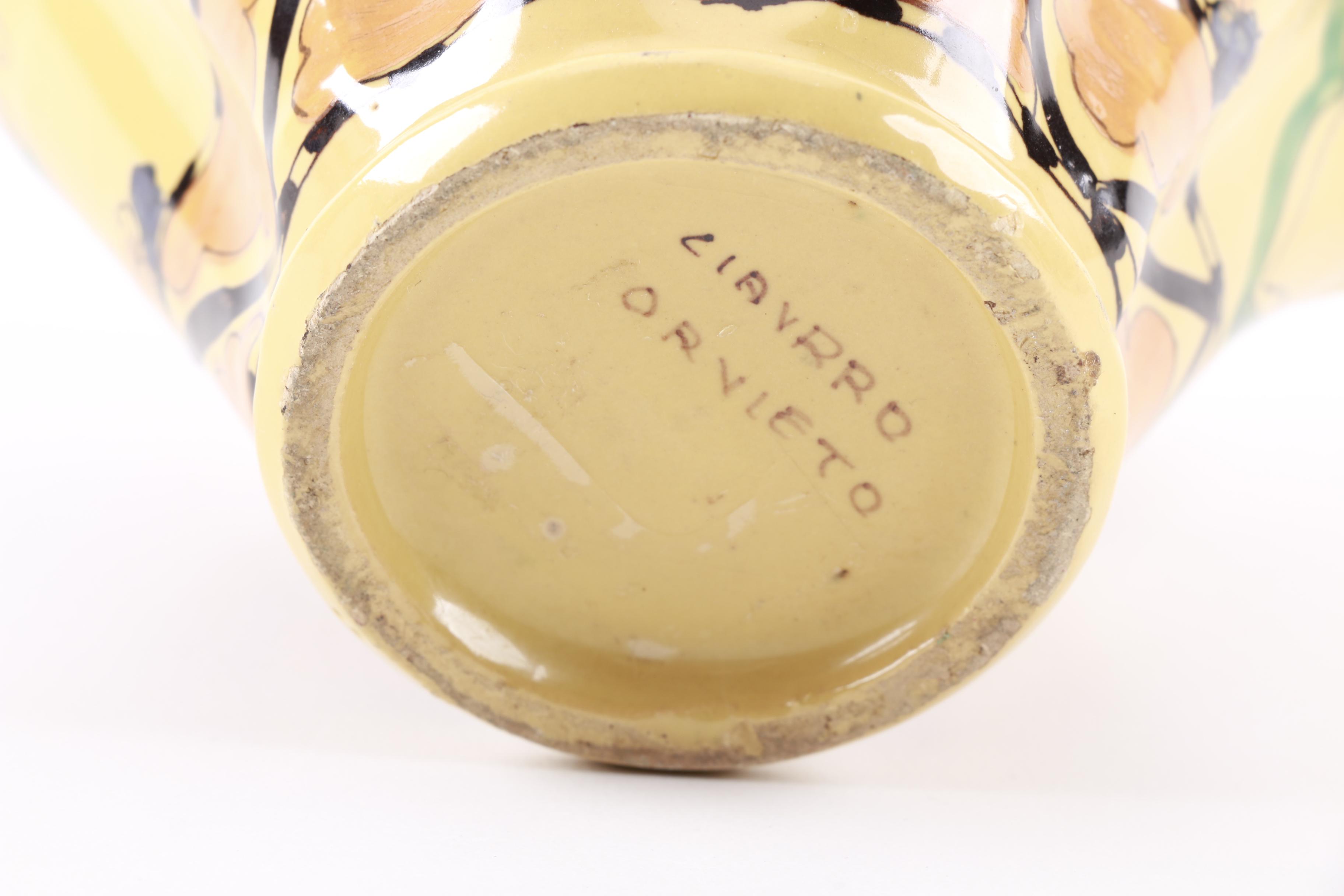 Vintage Ciaurro Orvieto Hand Painted Italian Faience Pitcher