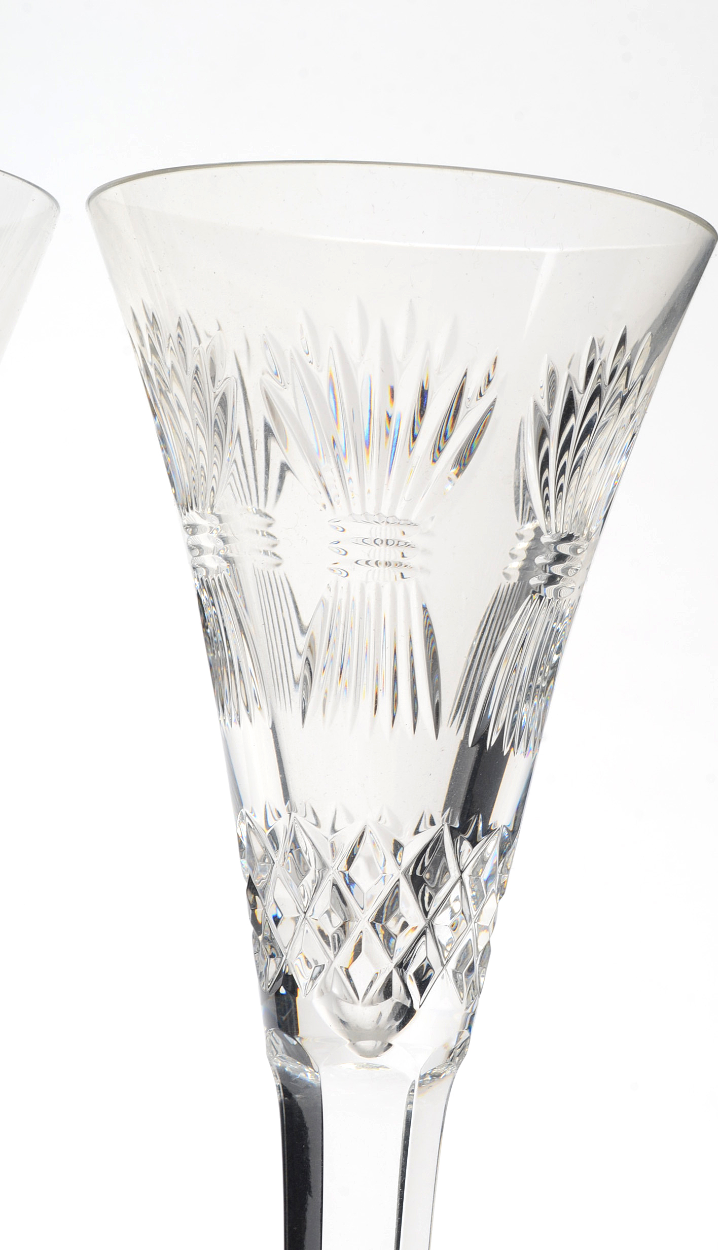 Six Waterford Crystal "Millennium Collection" Champagne Flutes