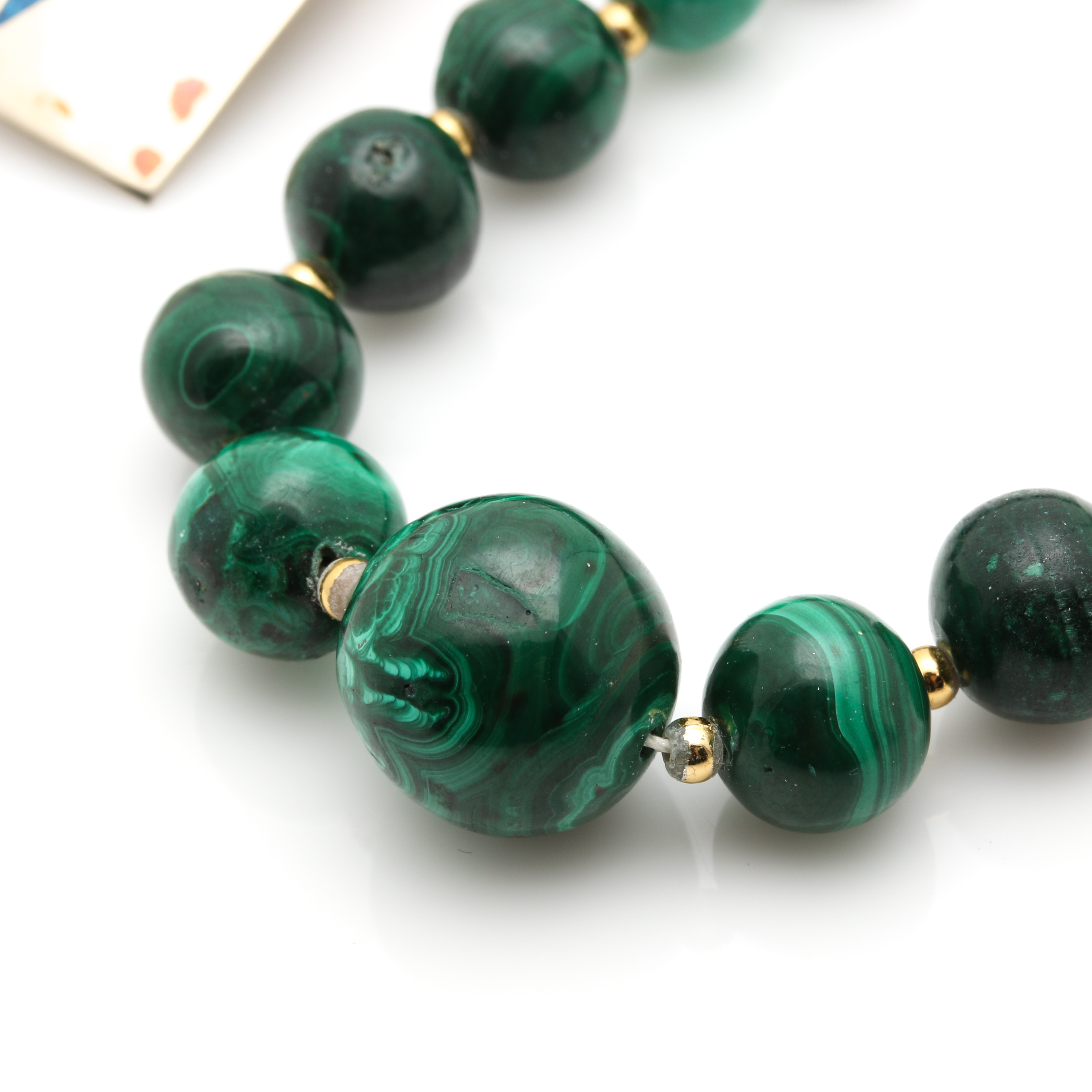 Malachite Beaded Necklace and Chip Inlay Earrings