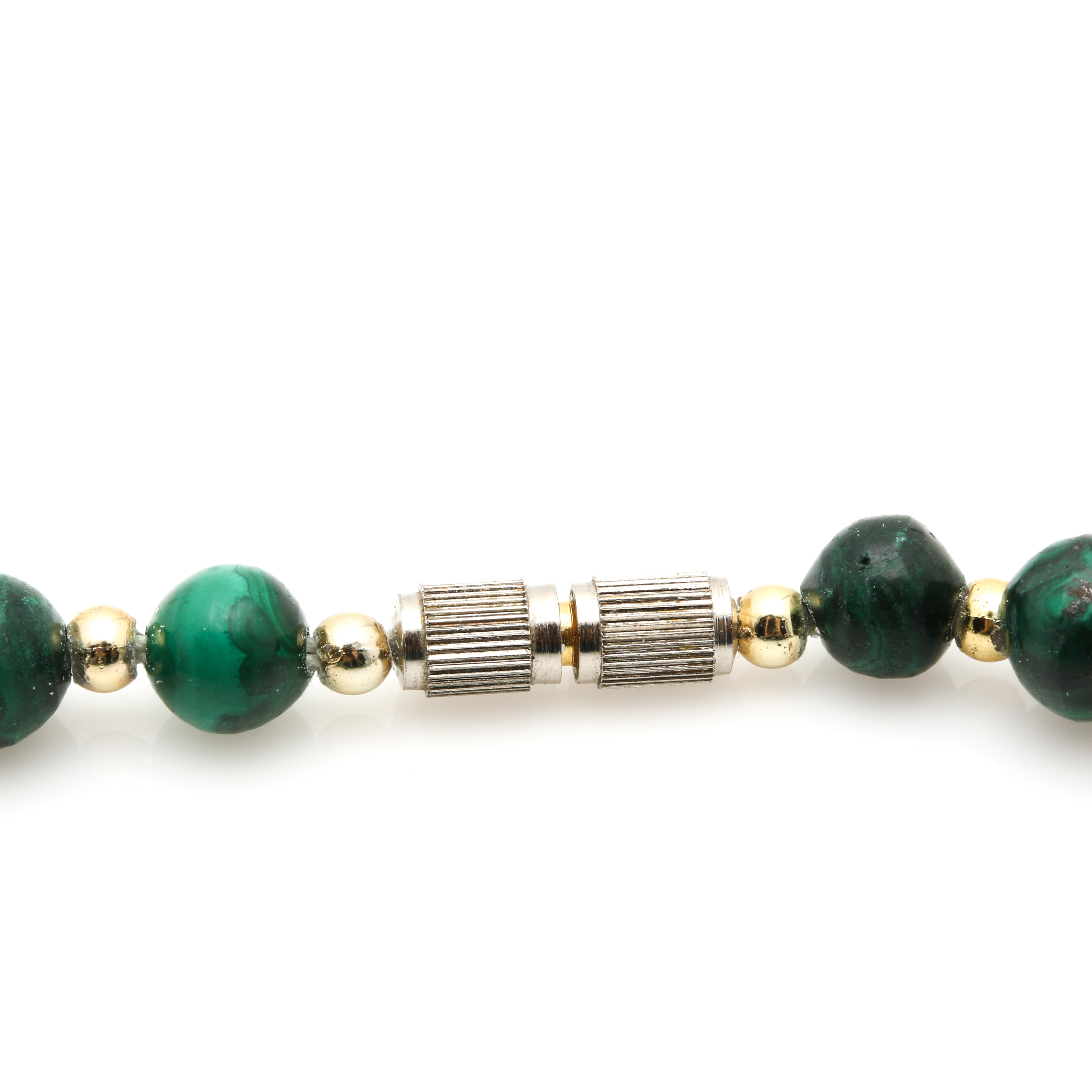 Malachite Beaded Necklace and Chip Inlay Earrings