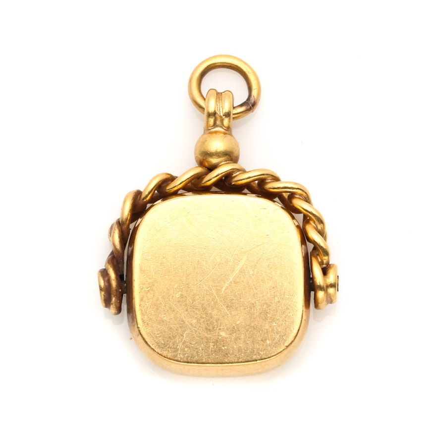 Vintage 9K Yellow Gold Watch Fob Pendant