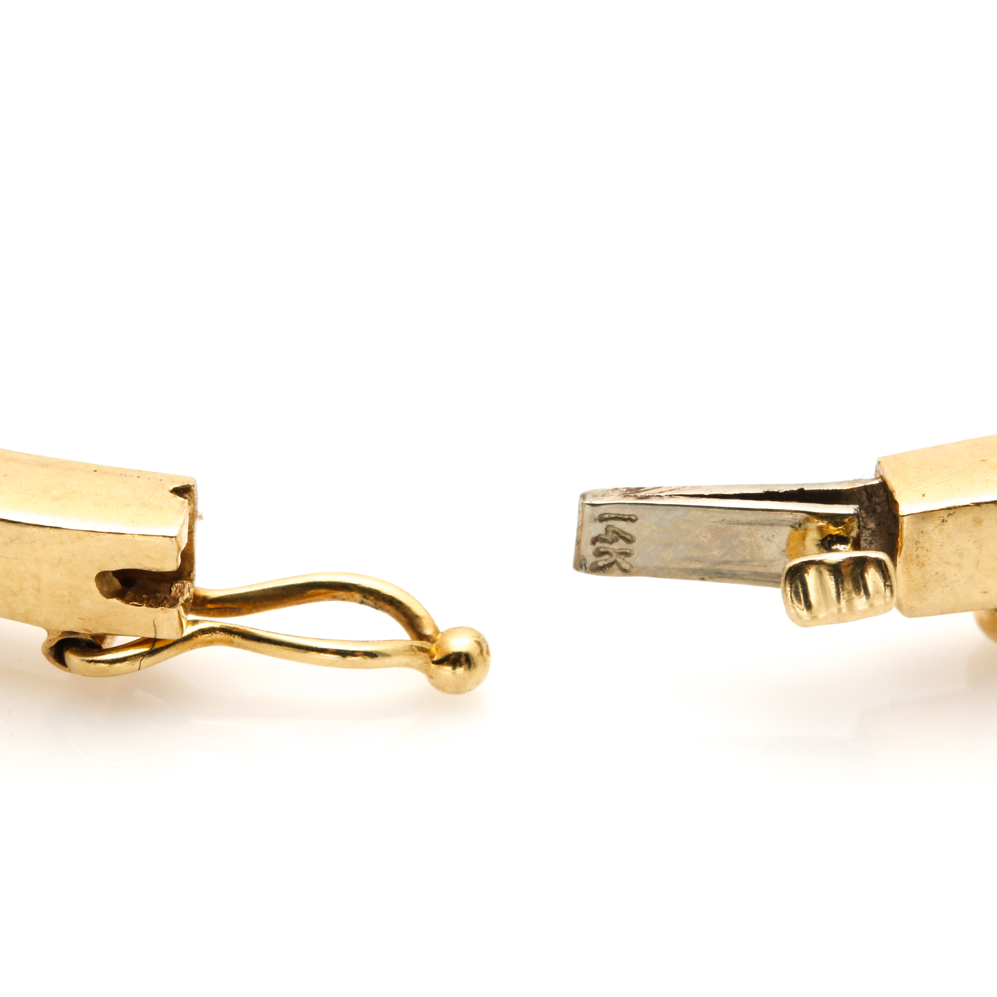 14K Yellow Gold Ruby and Diamond Hinged Bracelet