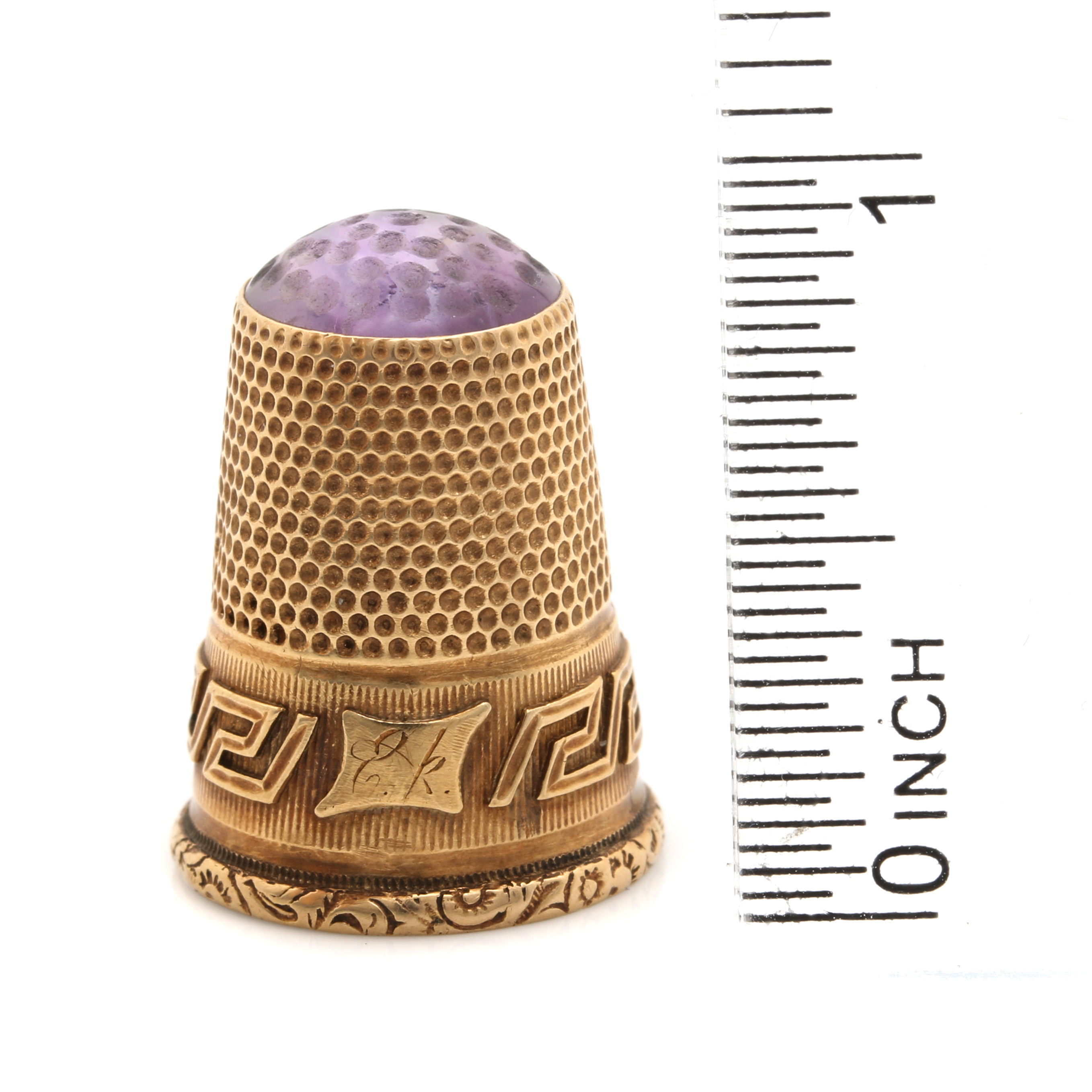 Victorian 14K Yellow Gold Amethyst Thimble