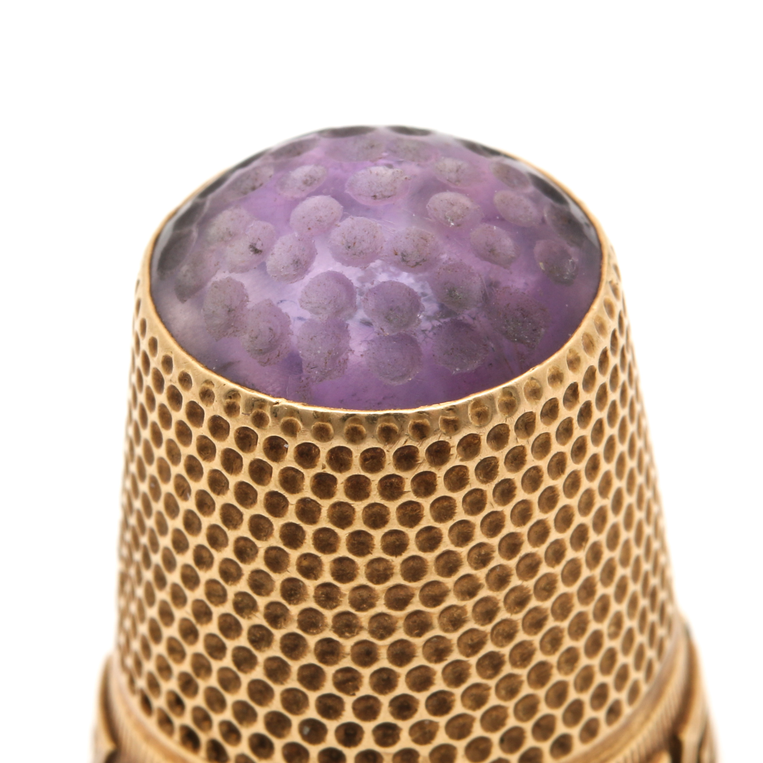 Victorian 14K Yellow Gold Amethyst Thimble