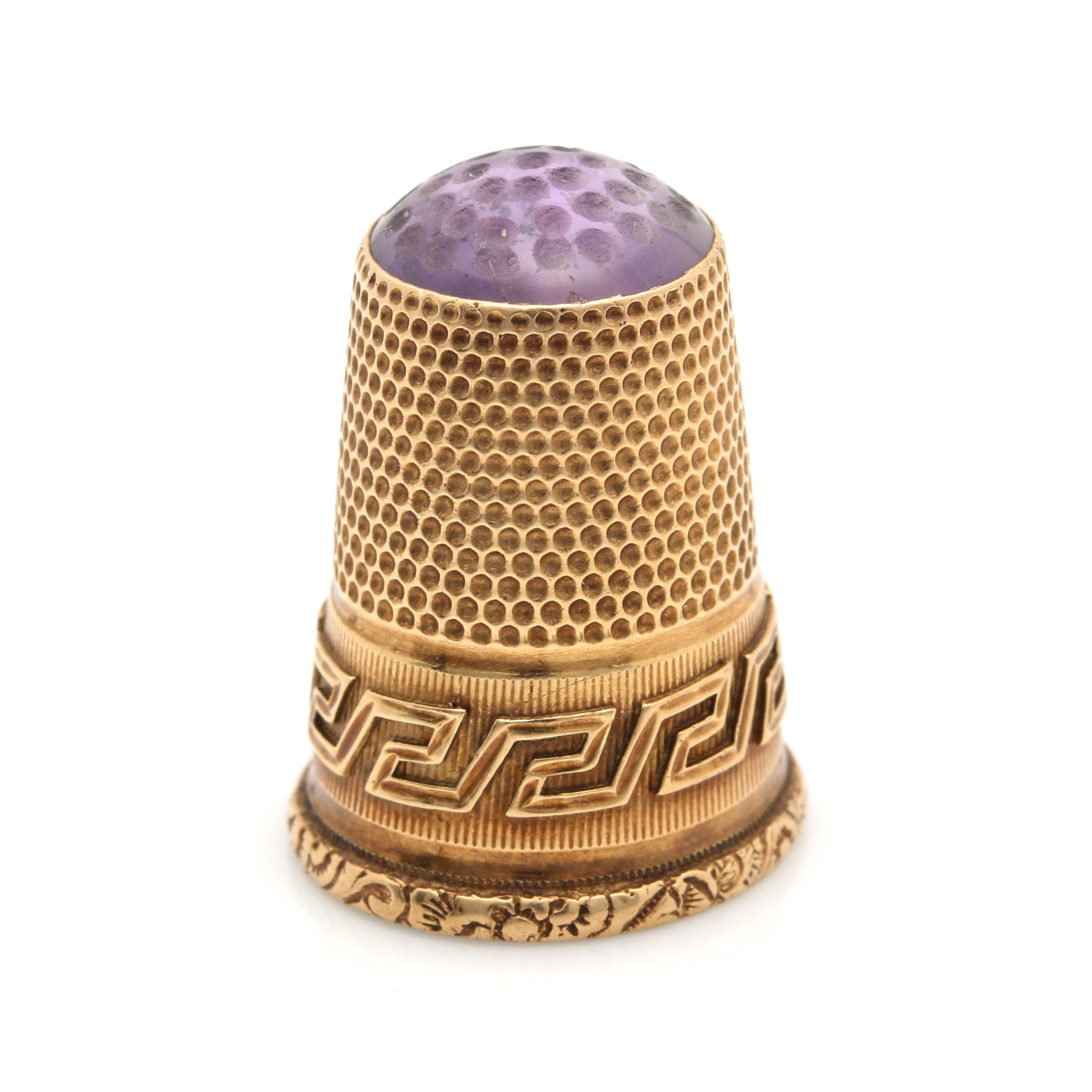Victorian 14K Yellow Gold Amethyst Thimble