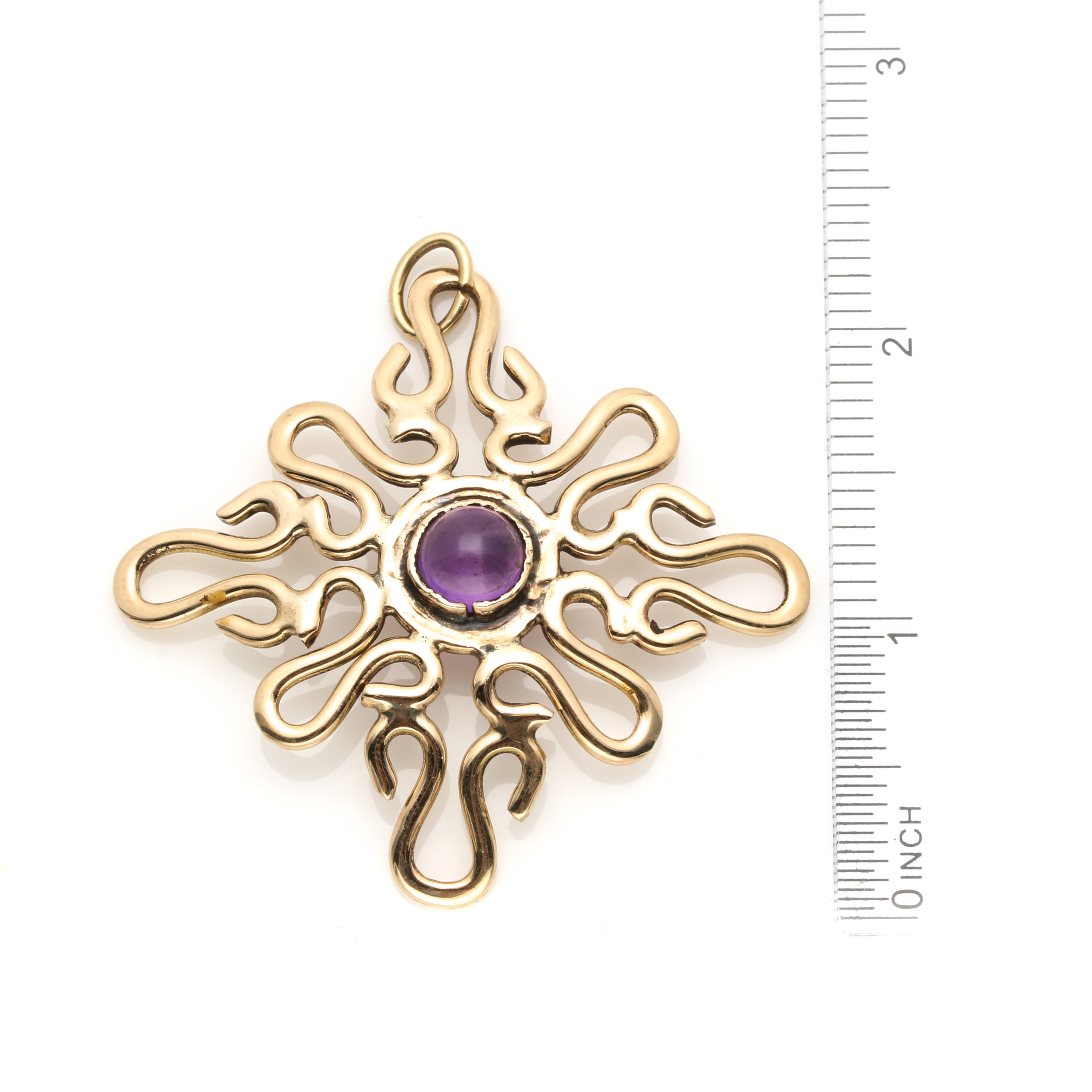 14K Yellow Gold Amethyst Pendant