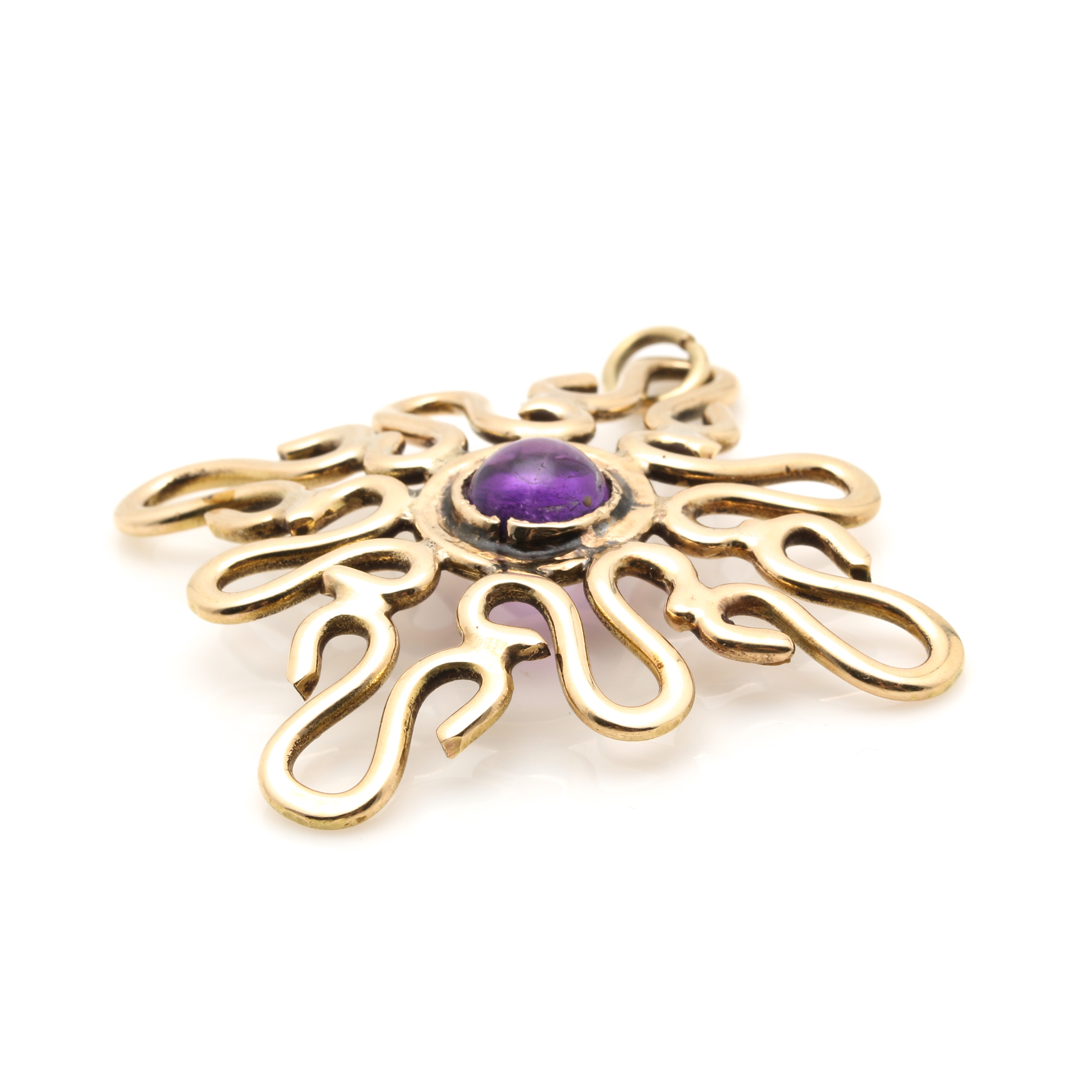 14K Yellow Gold Amethyst Pendant