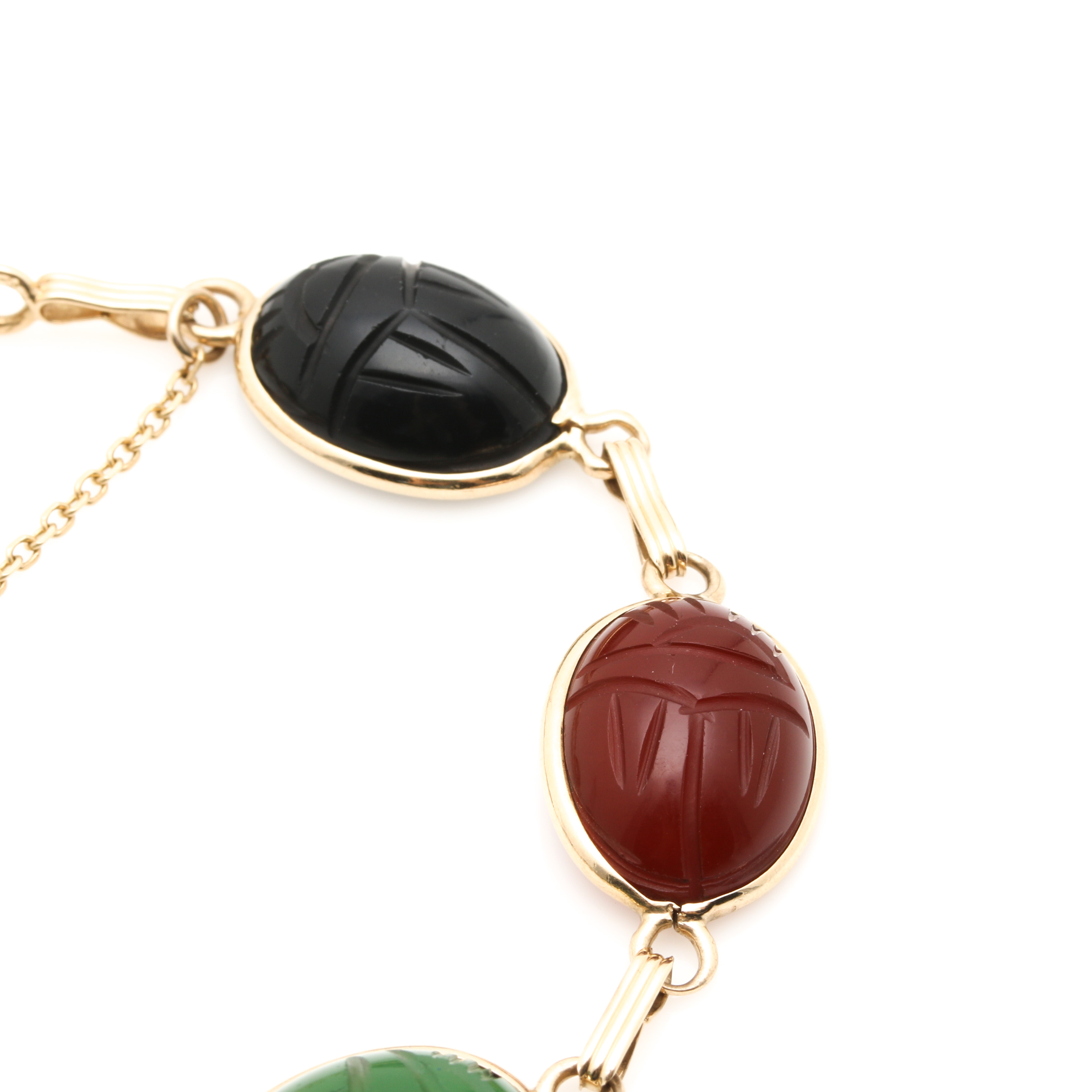 14K Yellow Gold Gemstone Scarab Bracelet