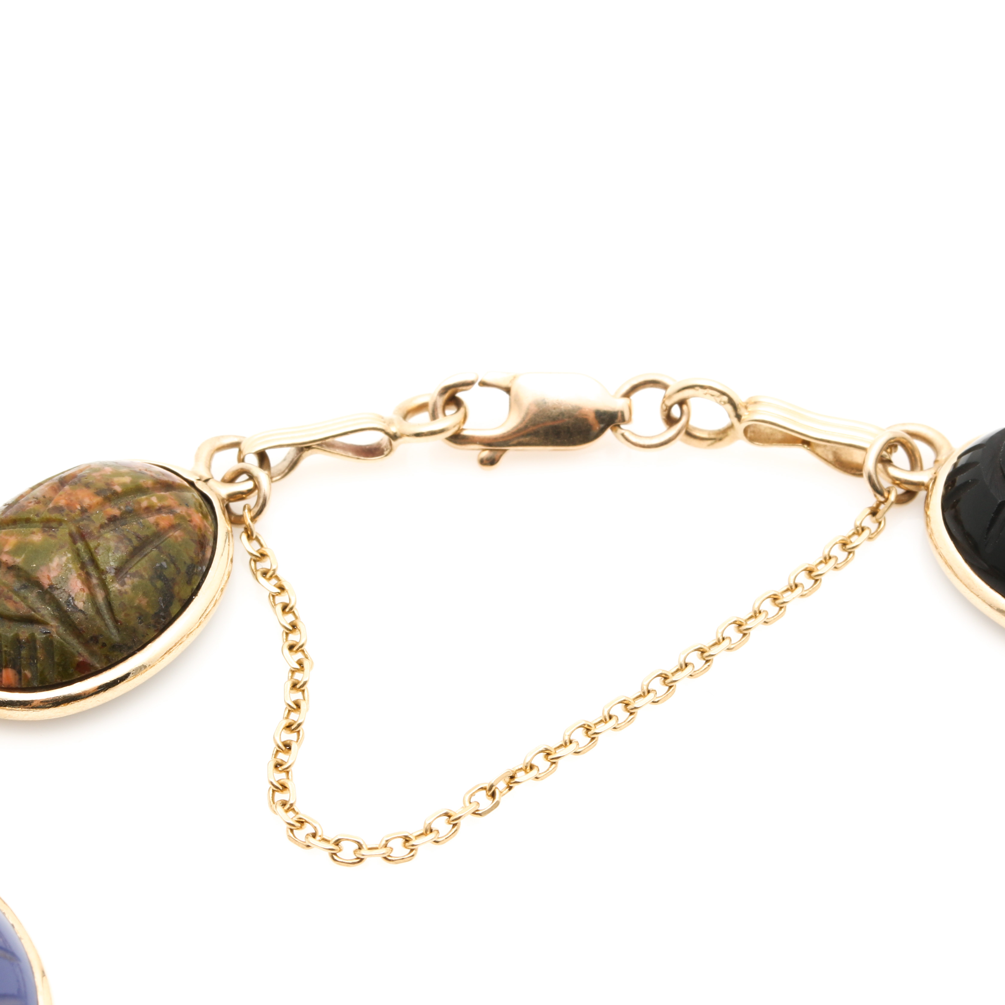 14K Yellow Gold Gemstone Scarab Bracelet