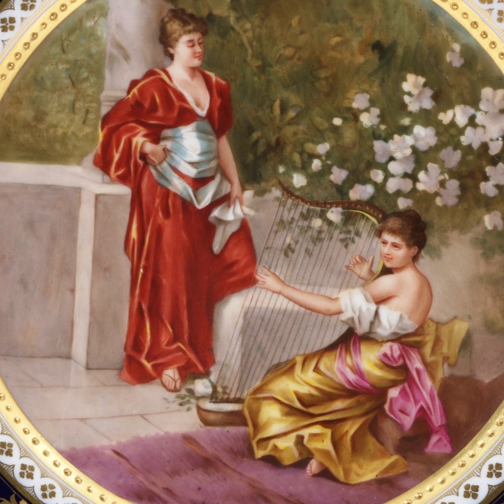 Royal Vienna Framed Hand Painted Porcelain Plate