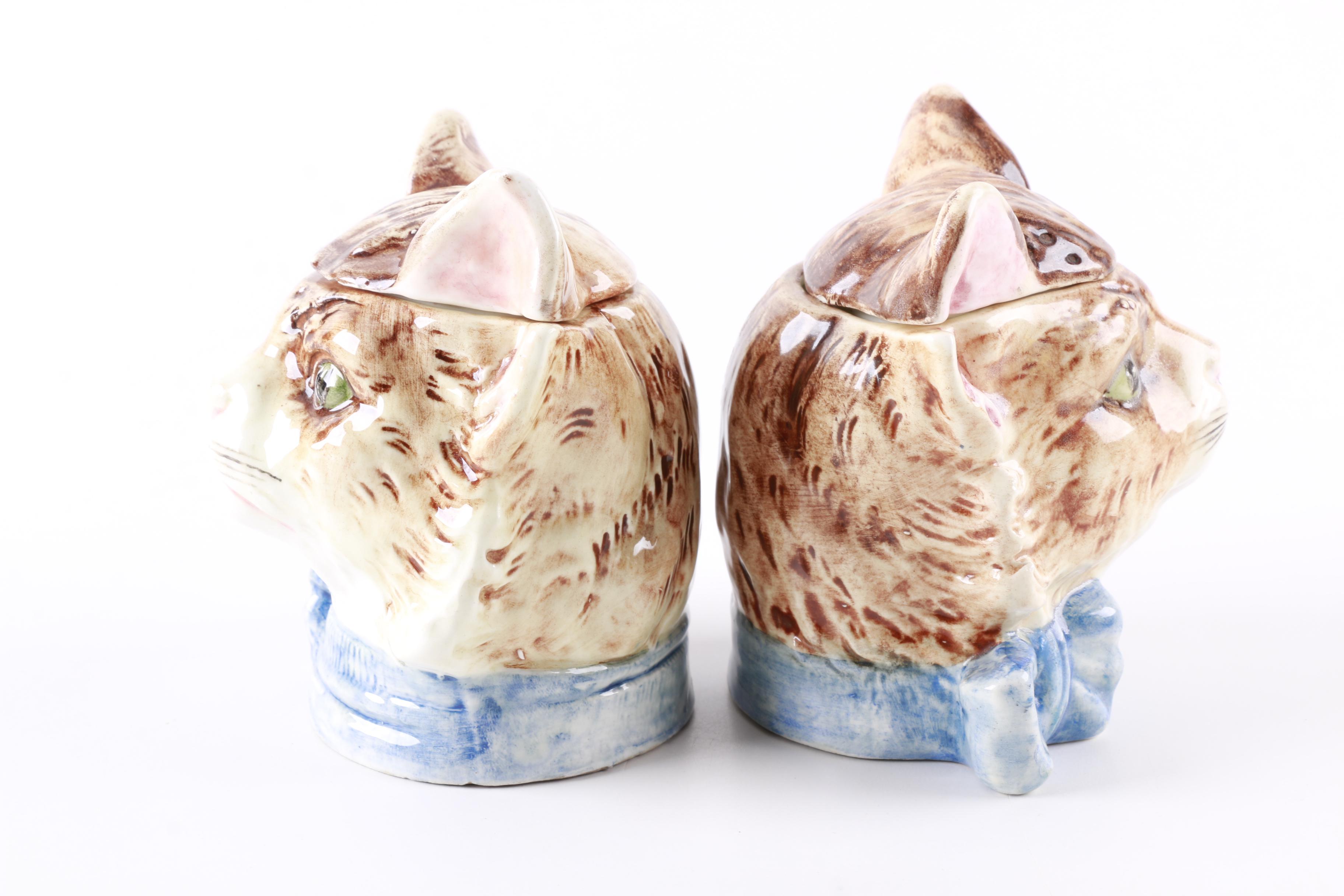 Vintage Ceramic Cat Head Humidors