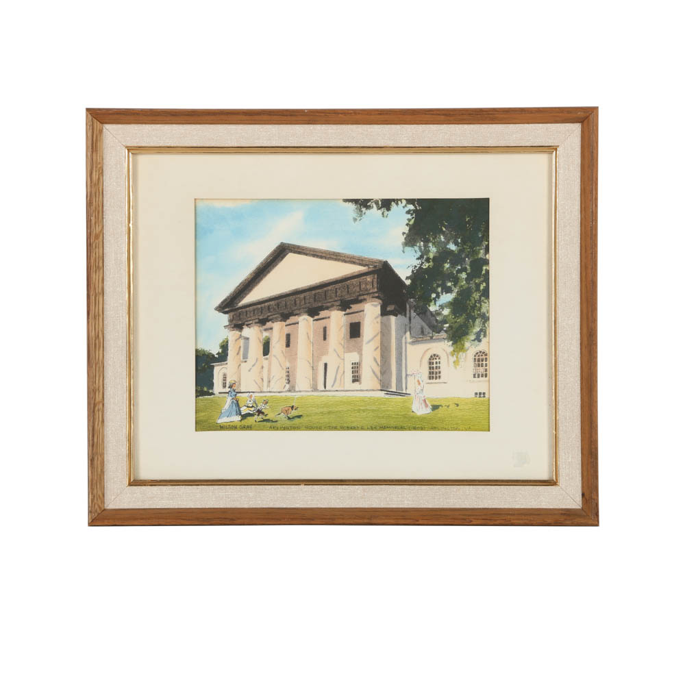 Wilson Gray Hand-Tinted Lithograph of Arlington House