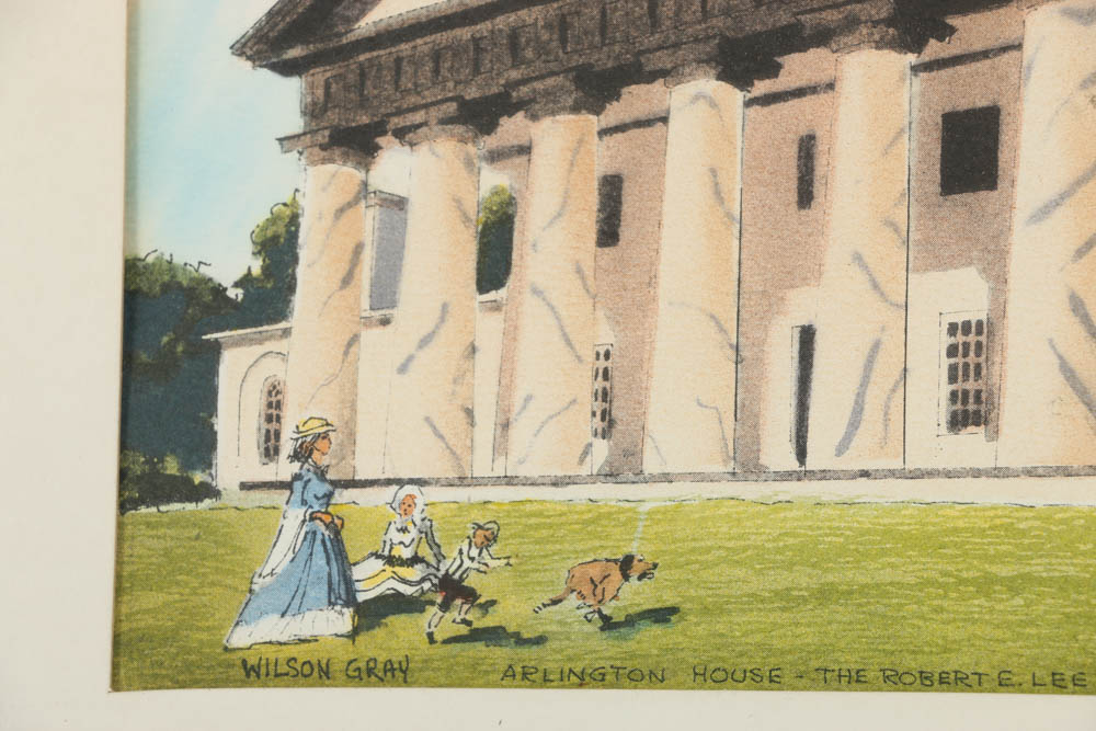 Wilson Gray Hand-Tinted Lithograph of Arlington House