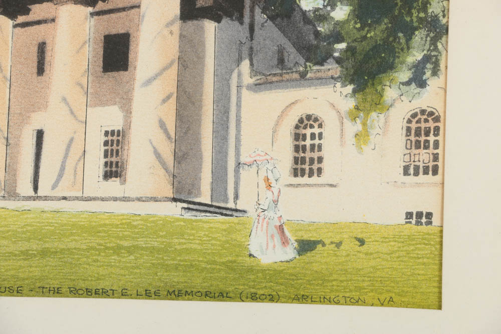 Wilson Gray Hand-Tinted Lithograph of Arlington House