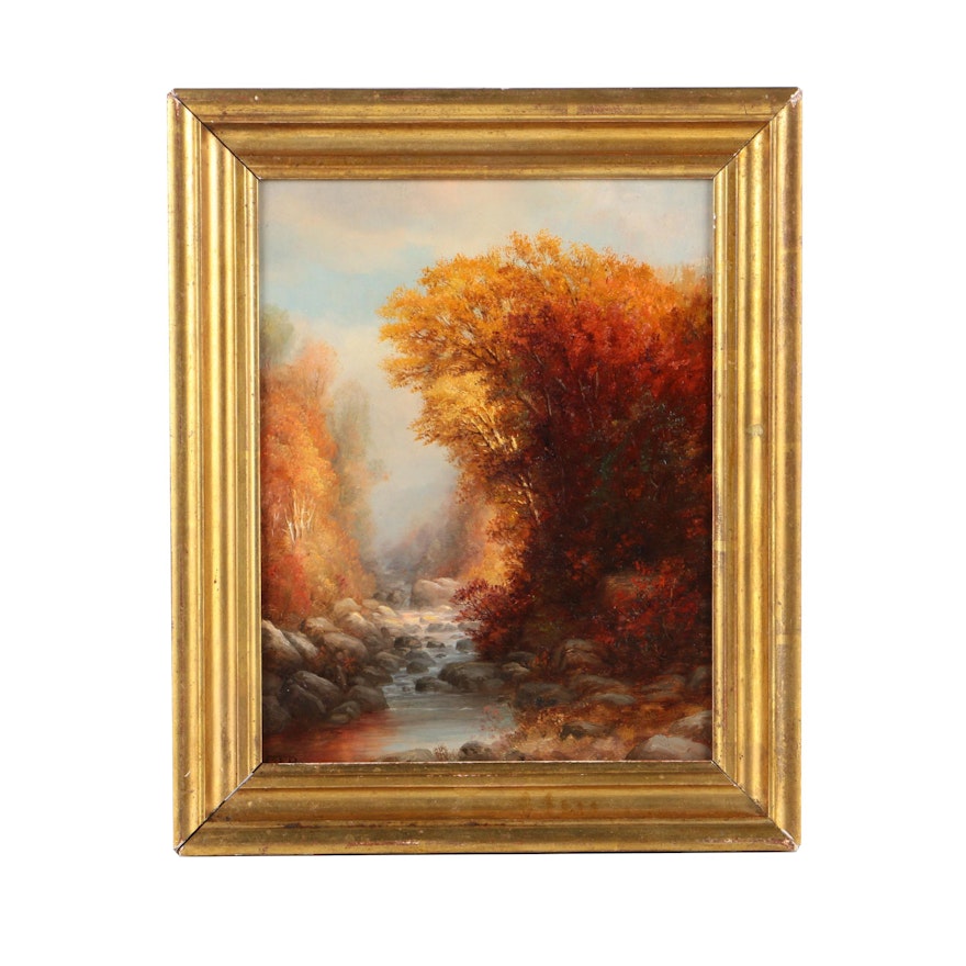 Charles Franklin Pierce Antique Landscape Oil Painting on Academy Board