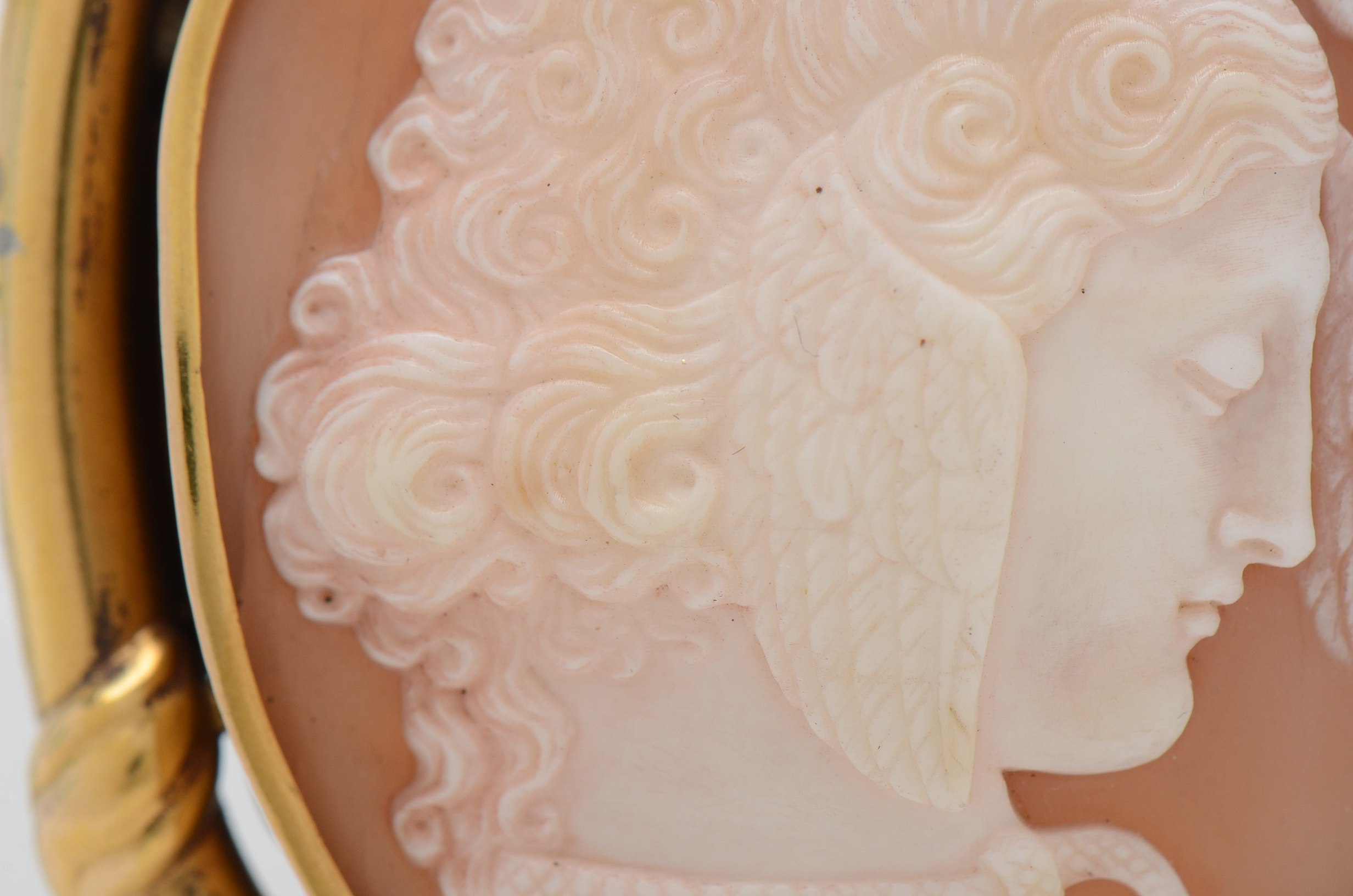 Victorian 14K Yellow Gold "Medusa" Cameo Brooch