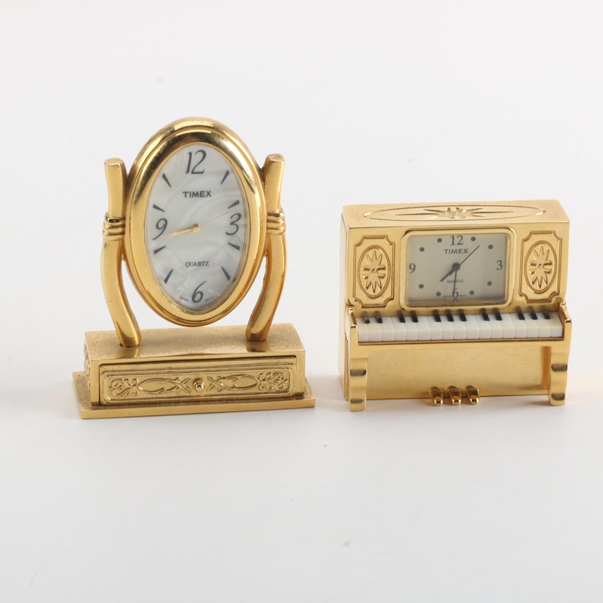 Vintage Timex Miniature Brass Clocks