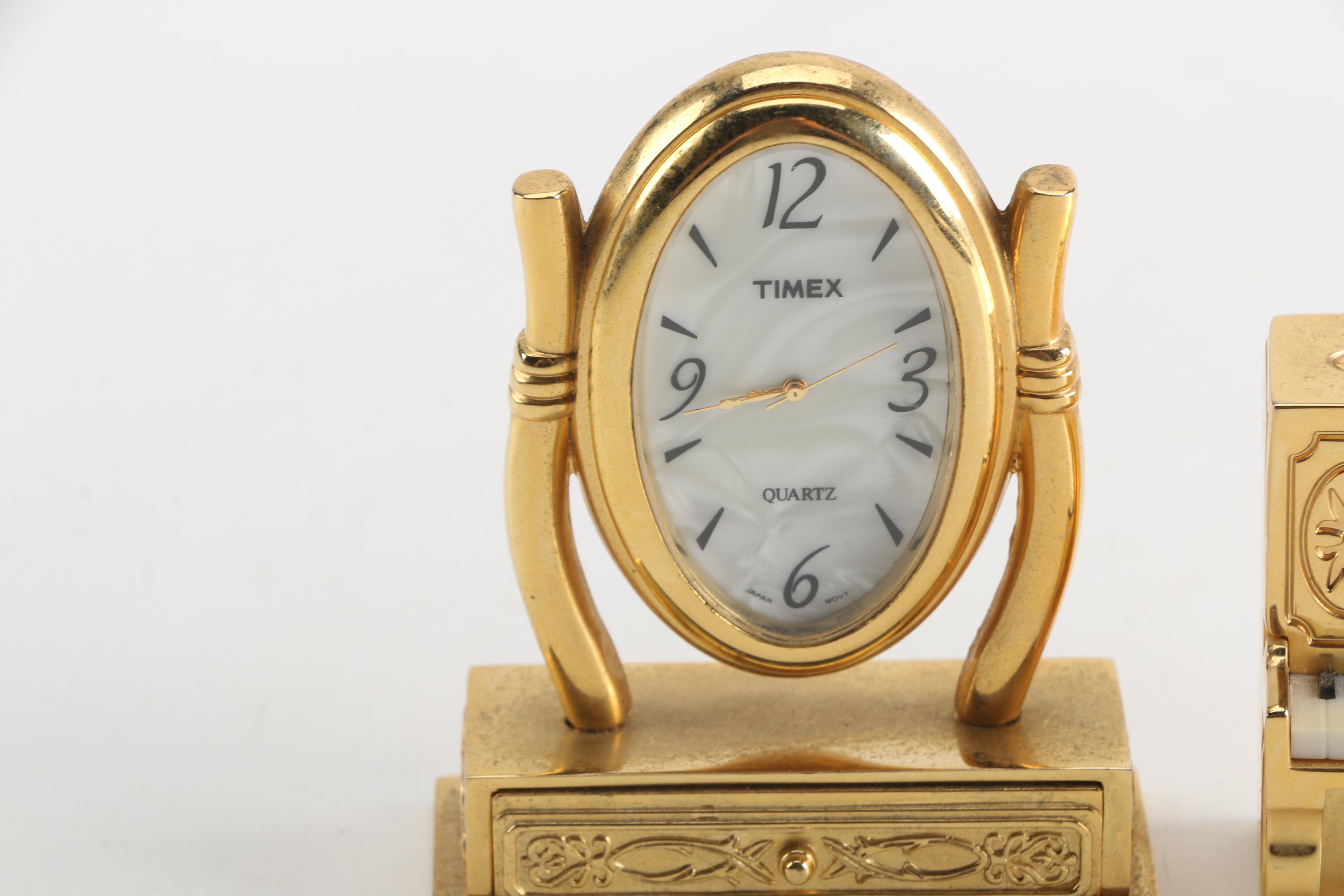 Vintage Timex Miniature Brass Clocks