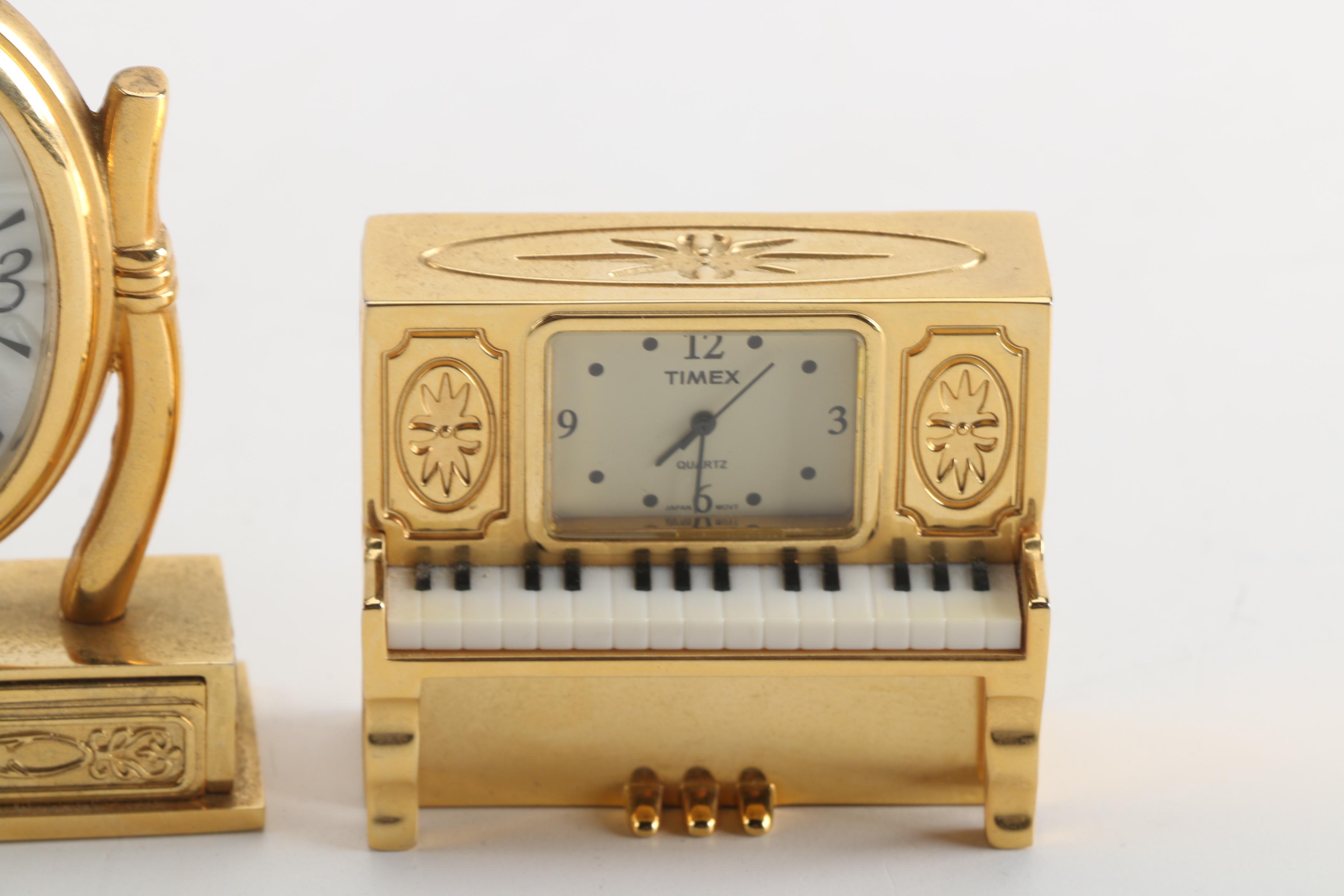 Vintage Timex Miniature Brass Clocks