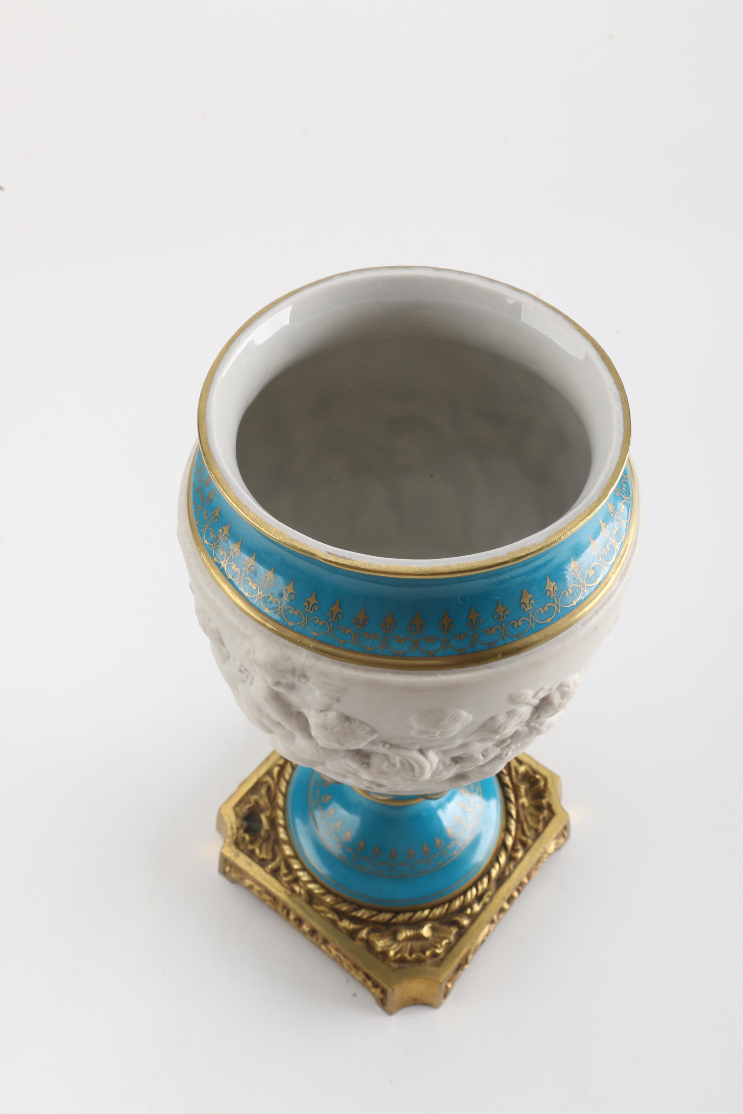 Capodimonte Style Bisque Porcelain Cherub Vase