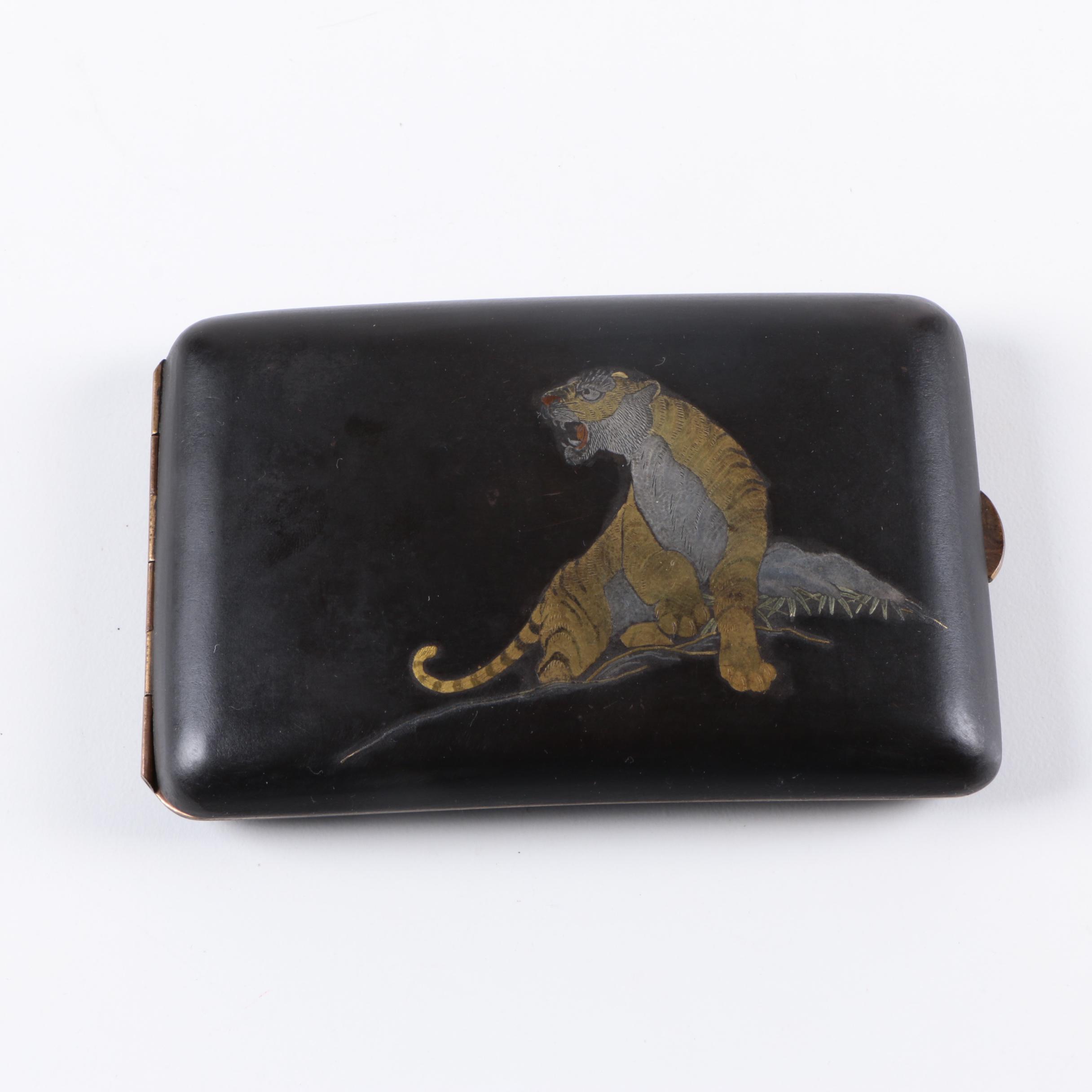 Japanese KZ Damascene 24K Accented Cigarette Case