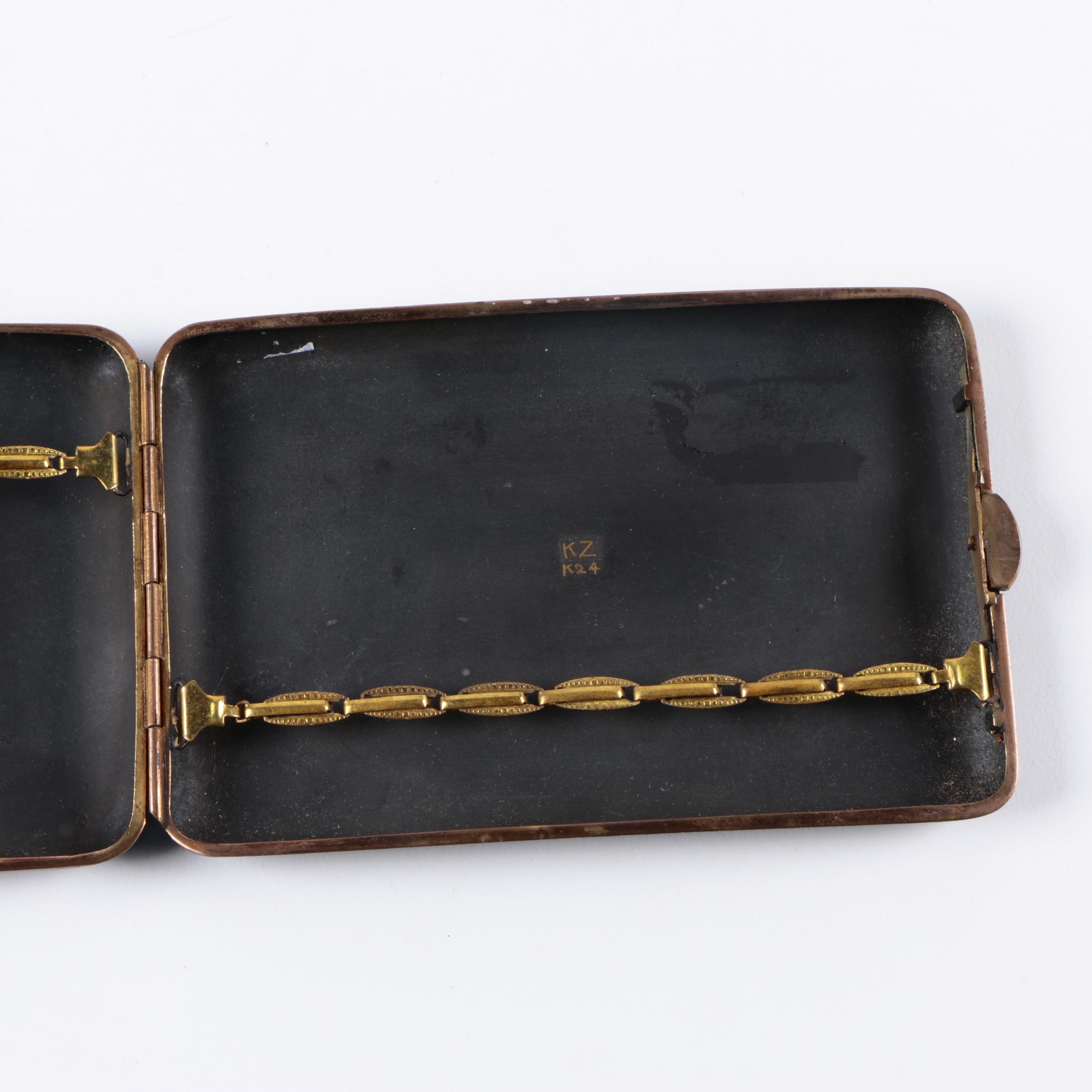 Japanese KZ Damascene 24K Accented Cigarette Case
