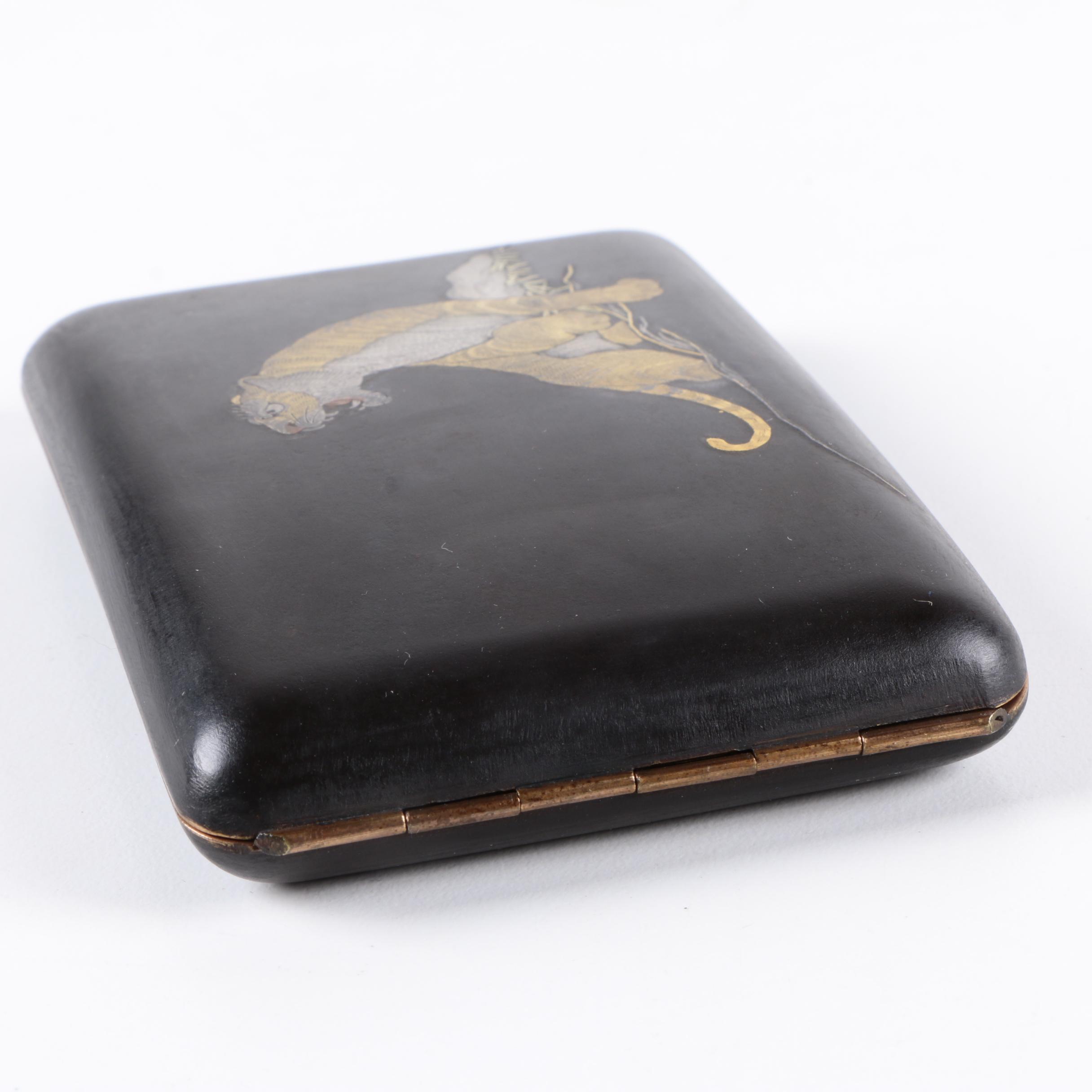 Japanese KZ Damascene 24K Accented Cigarette Case