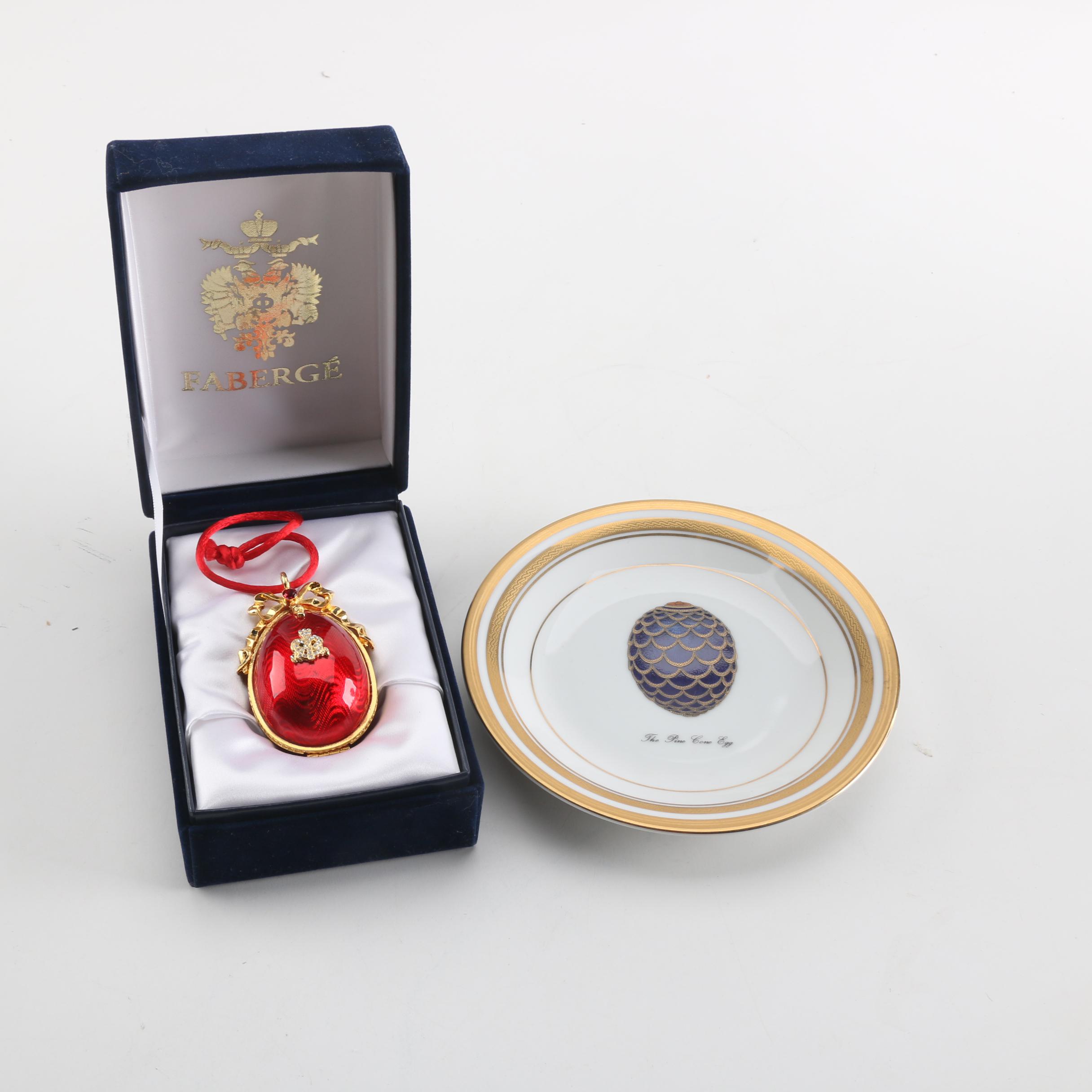 Fabergé Egg Ornament and Plate