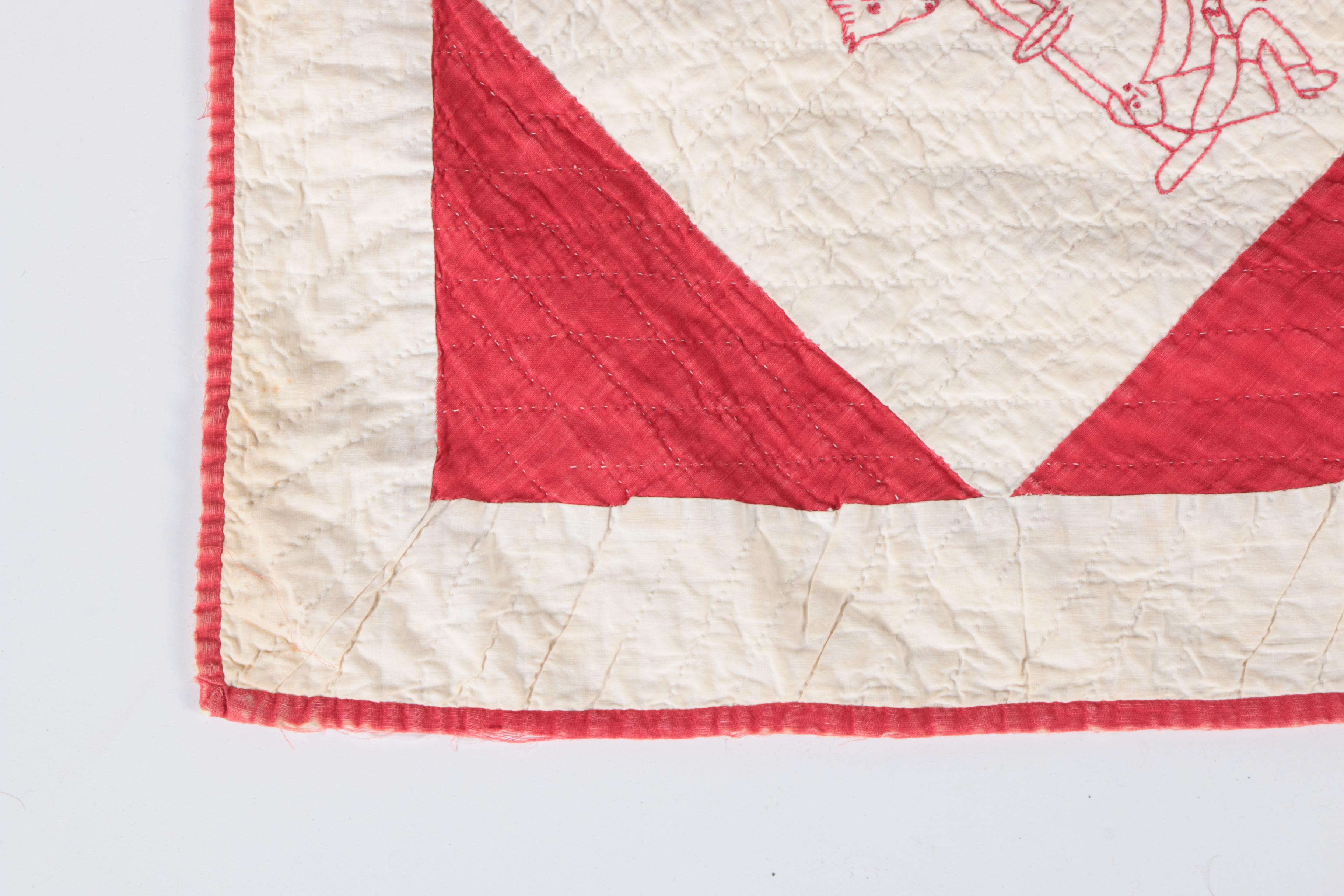 1895 Hand Sewn and Embroidered "Lattice" Quilt