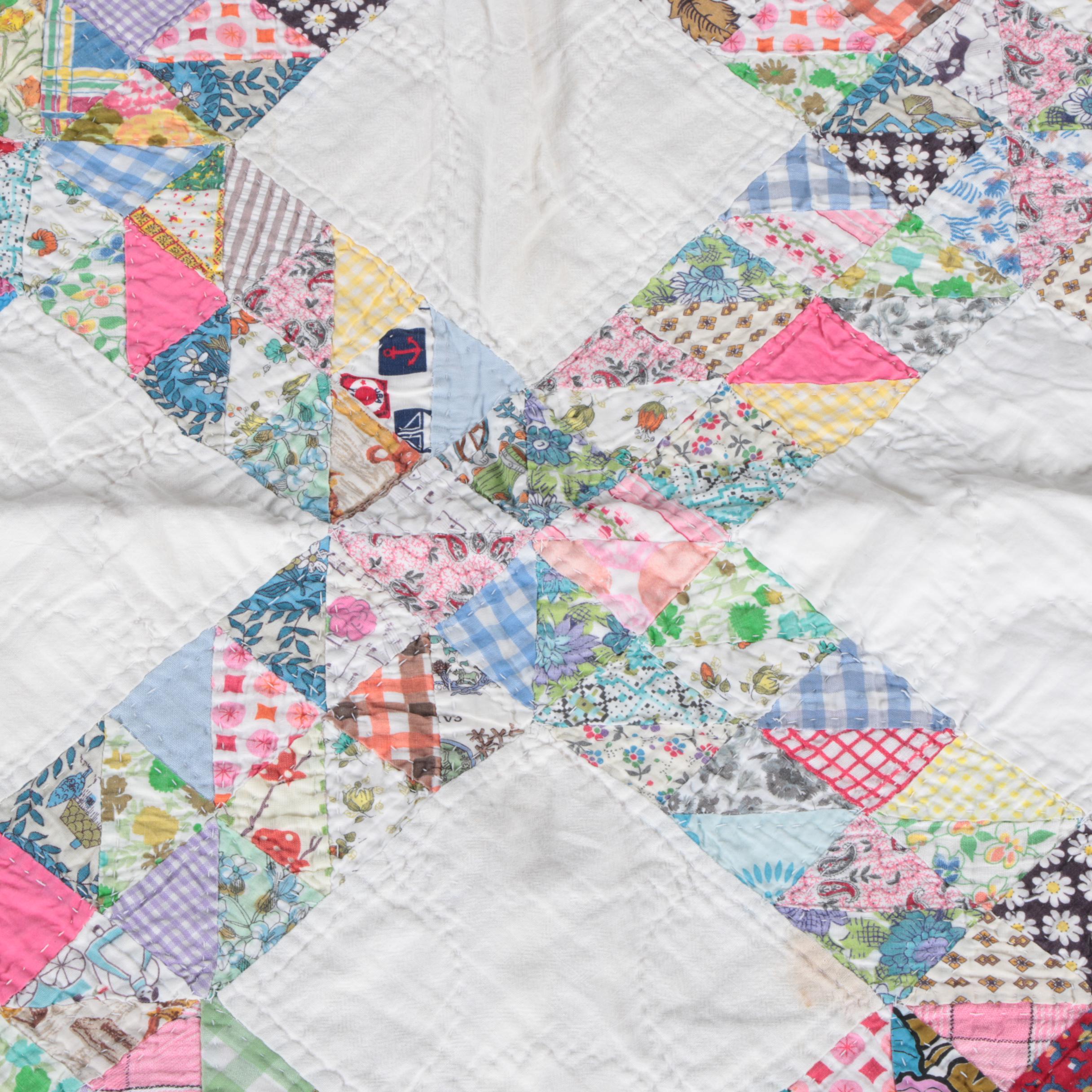 Vintage Hand Sewn "Lattice" Quilt