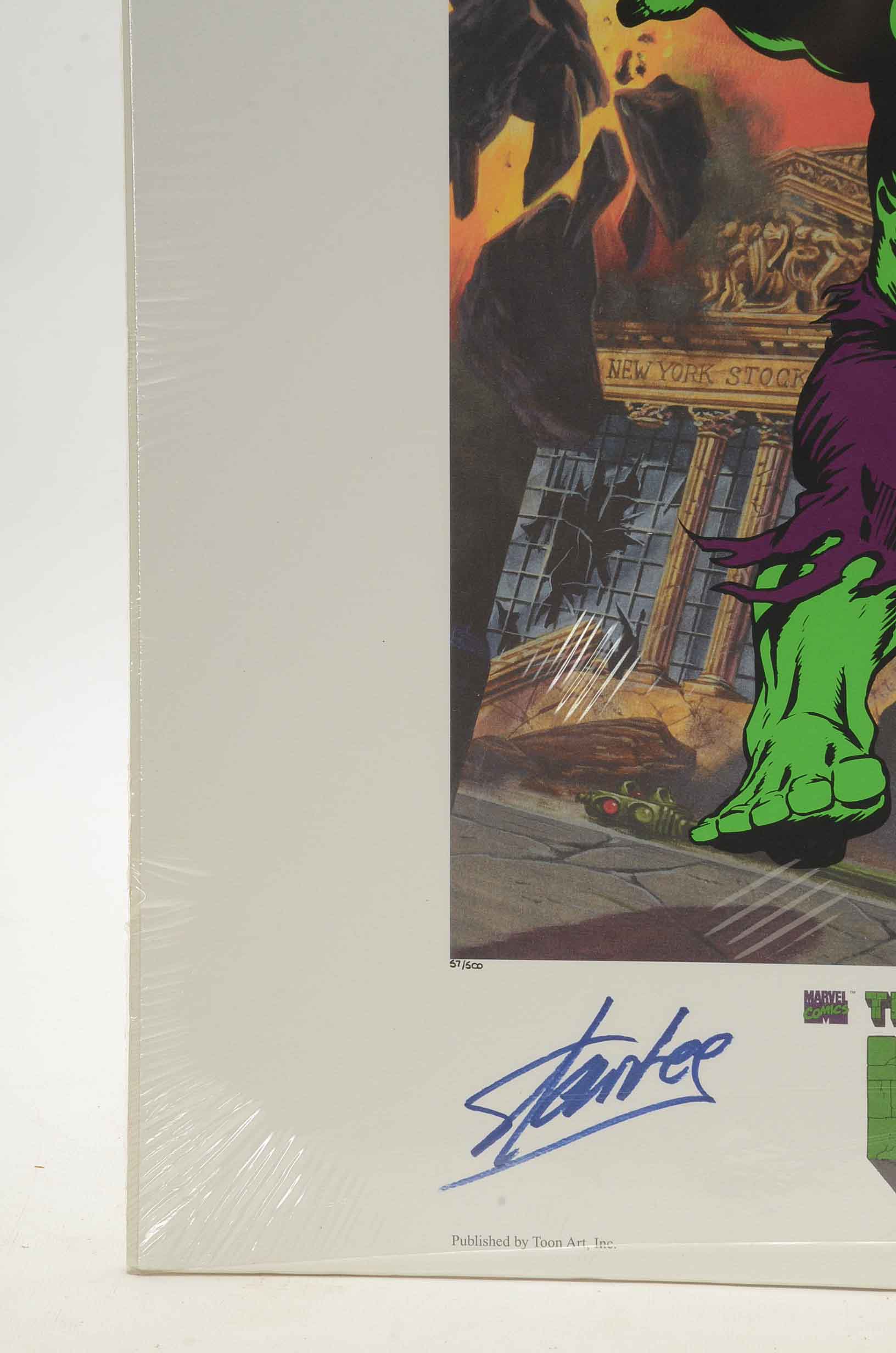 Stan Lee Signed Offsett Lithograph/Serigraph Print 'The Incredible Hulk'