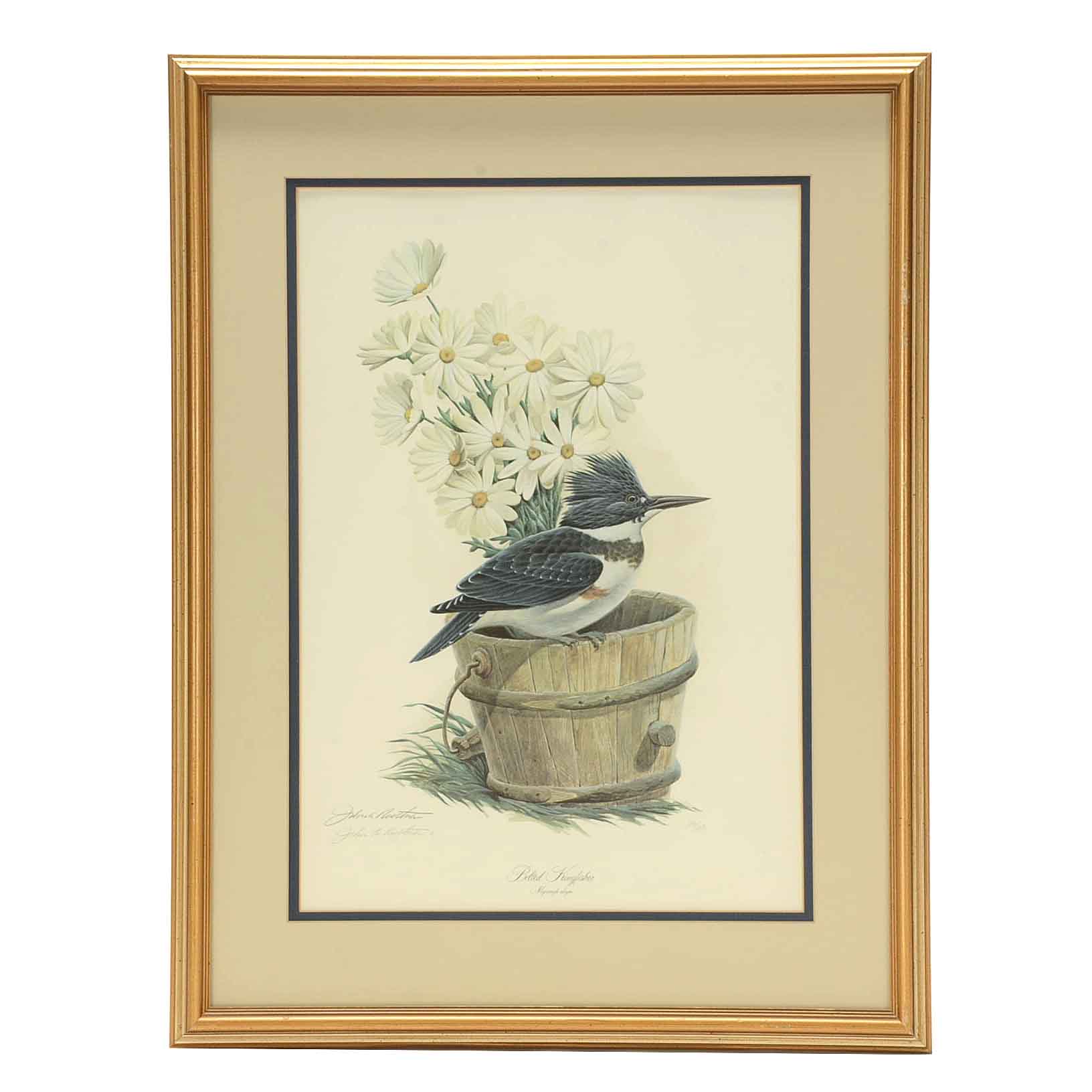 John A Ruthven Signed Limited Edition Offset Lithograph 'Belted Kingfisher'
