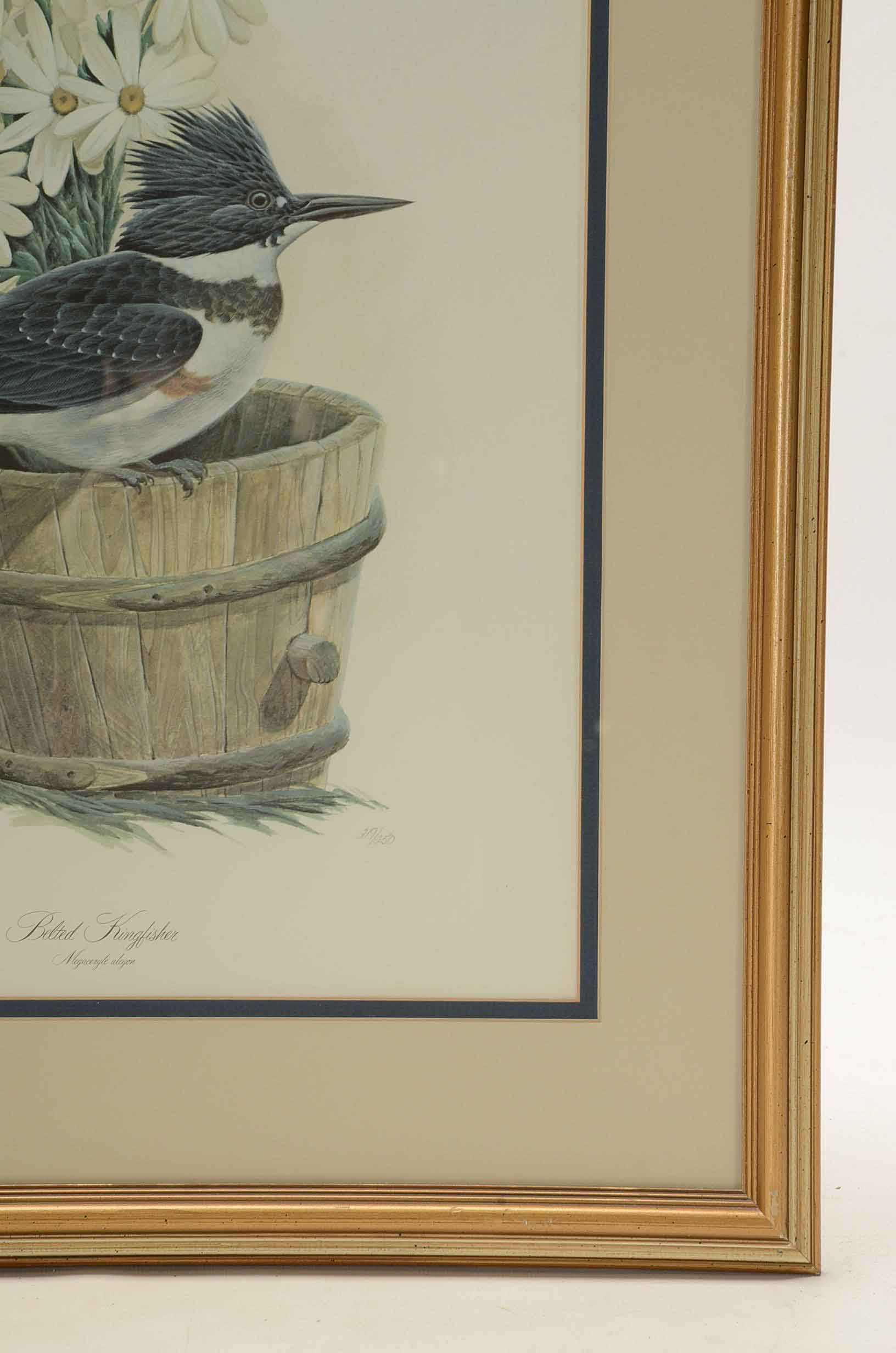 John A Ruthven Signed Limited Edition Offset Lithograph 'Belted Kingfisher'