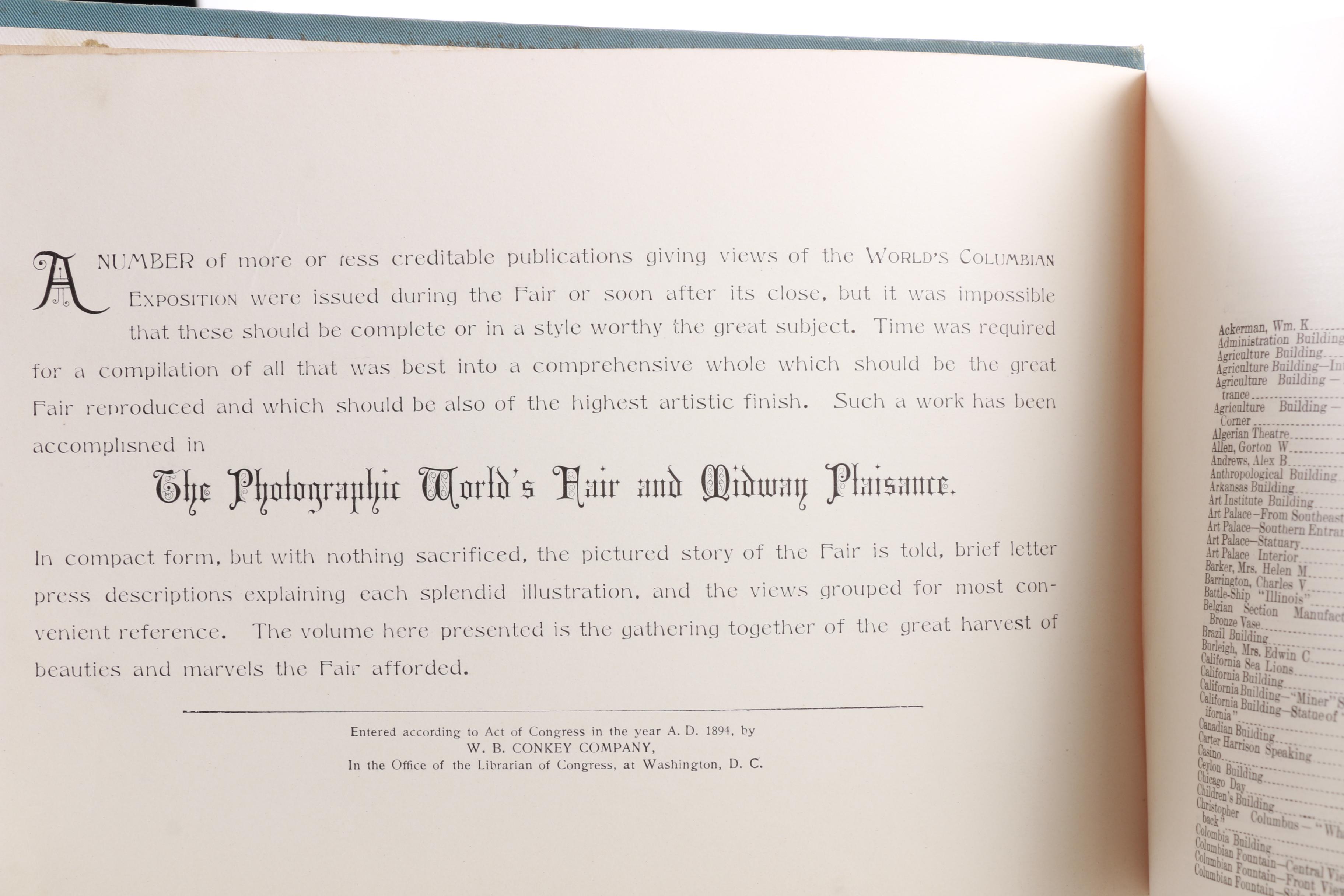 1894 "The Photographic World's Fair and Midway Plaisance"