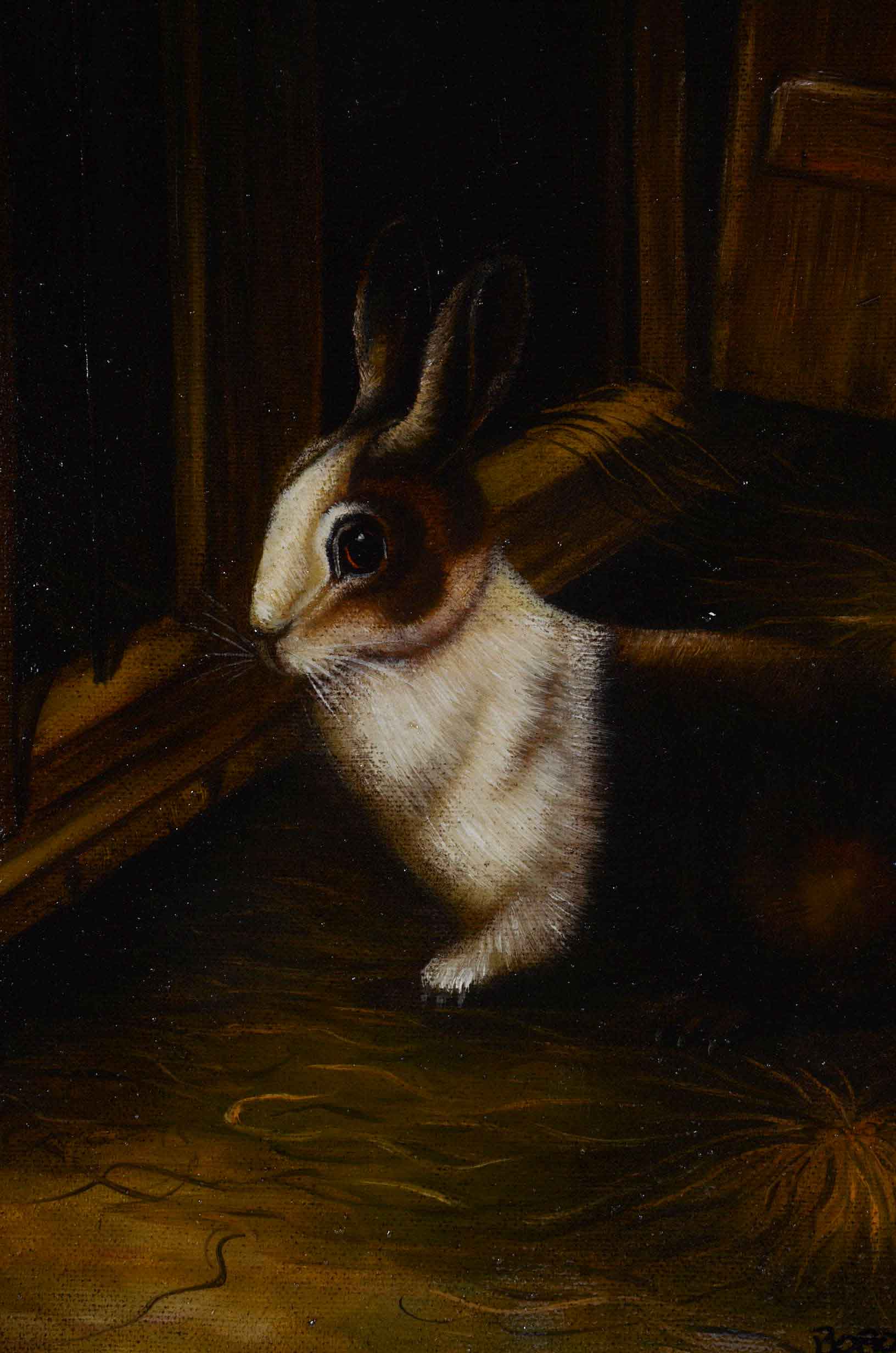 Borofsky Oil on Canvas Painting of a Rabbit