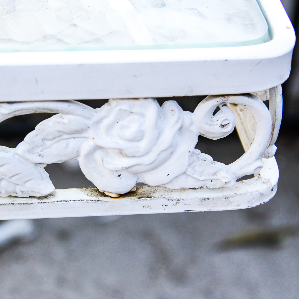 White Metal Patio Table