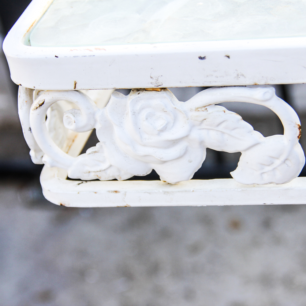 White Metal Patio Table