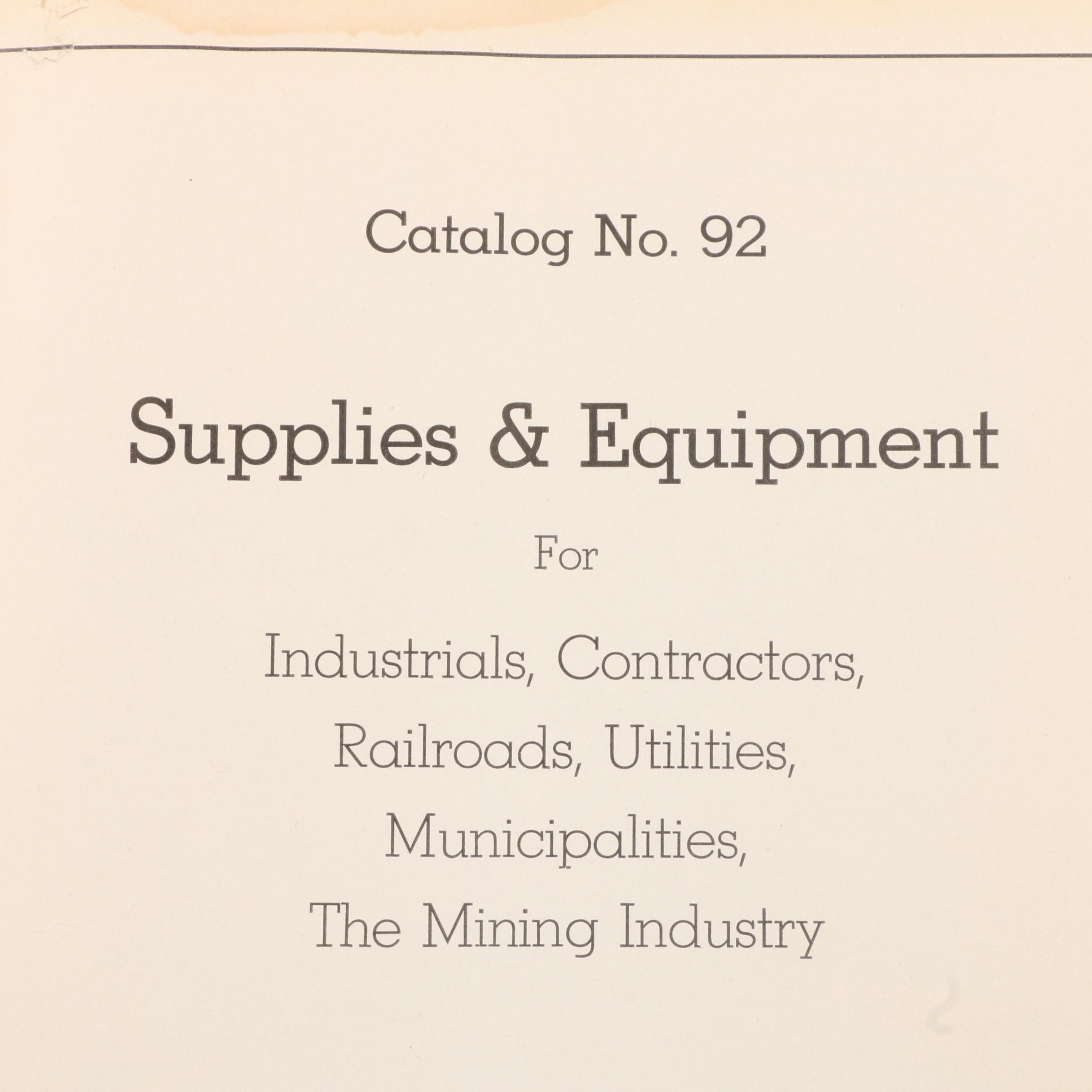 Vintage Mine and Smelter Supply Company Machinery & Supplies Catalog No. 92