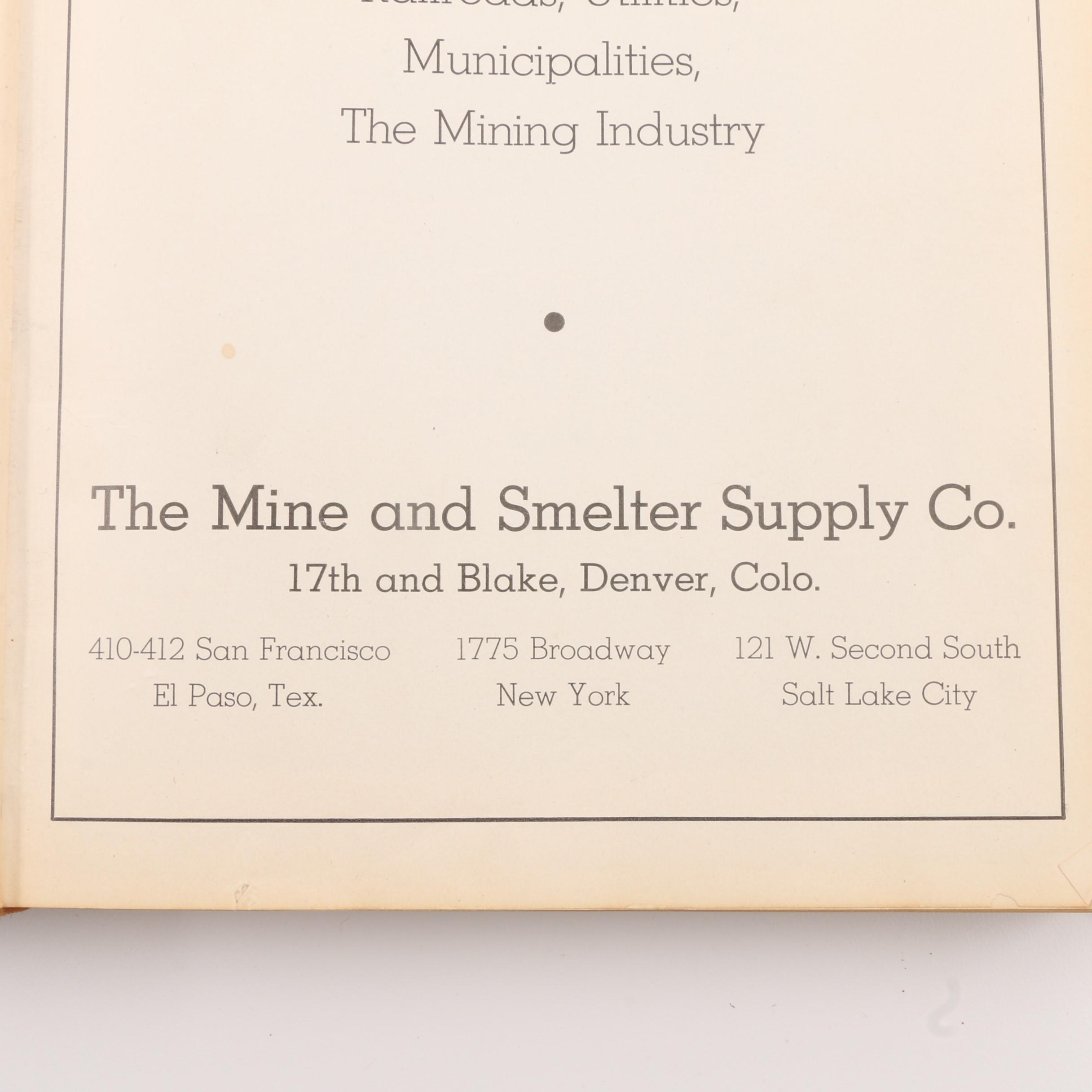 Vintage Mine and Smelter Supply Company Machinery & Supplies Catalog No. 92